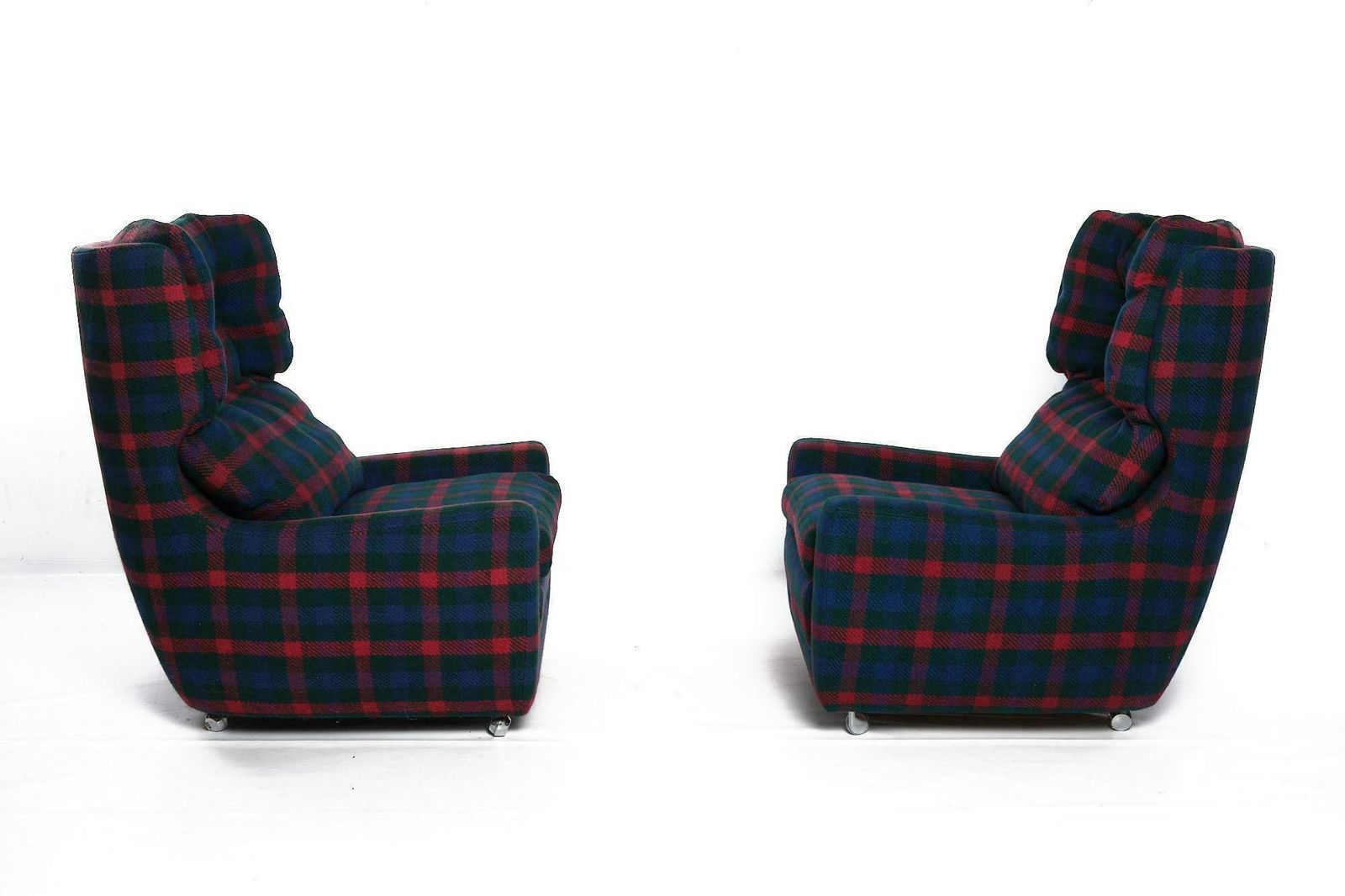 2 Armchairs By Carl Straub With Original Cover, 1960s Vintage, Wool Quilt