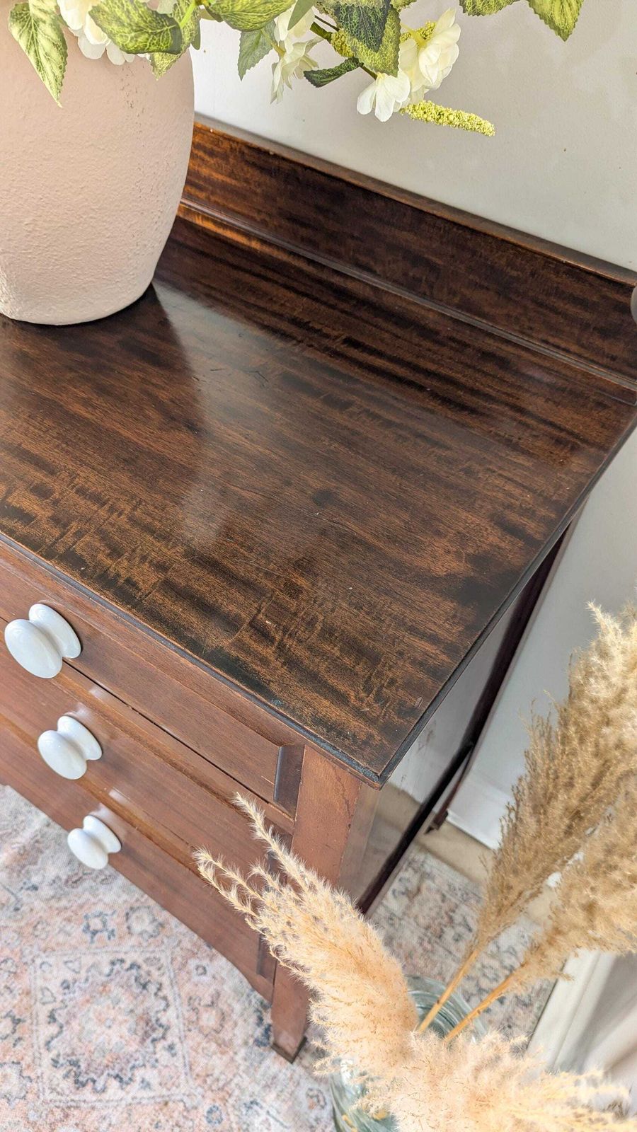 475.0 Edwardian Style Vintage, Rustic, Solid Mahogany Chest Of Drawers photo