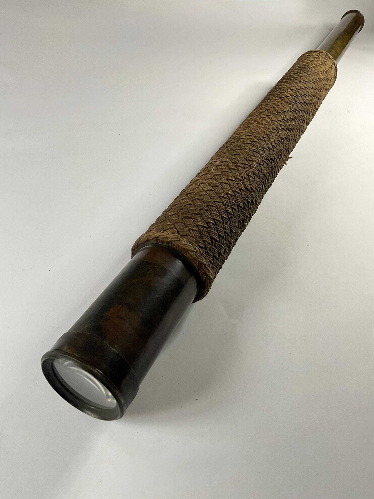 Antique 19thc French Naval Telescope – Legris Opticien, Le Havre – Ropework Grip – 1.04m