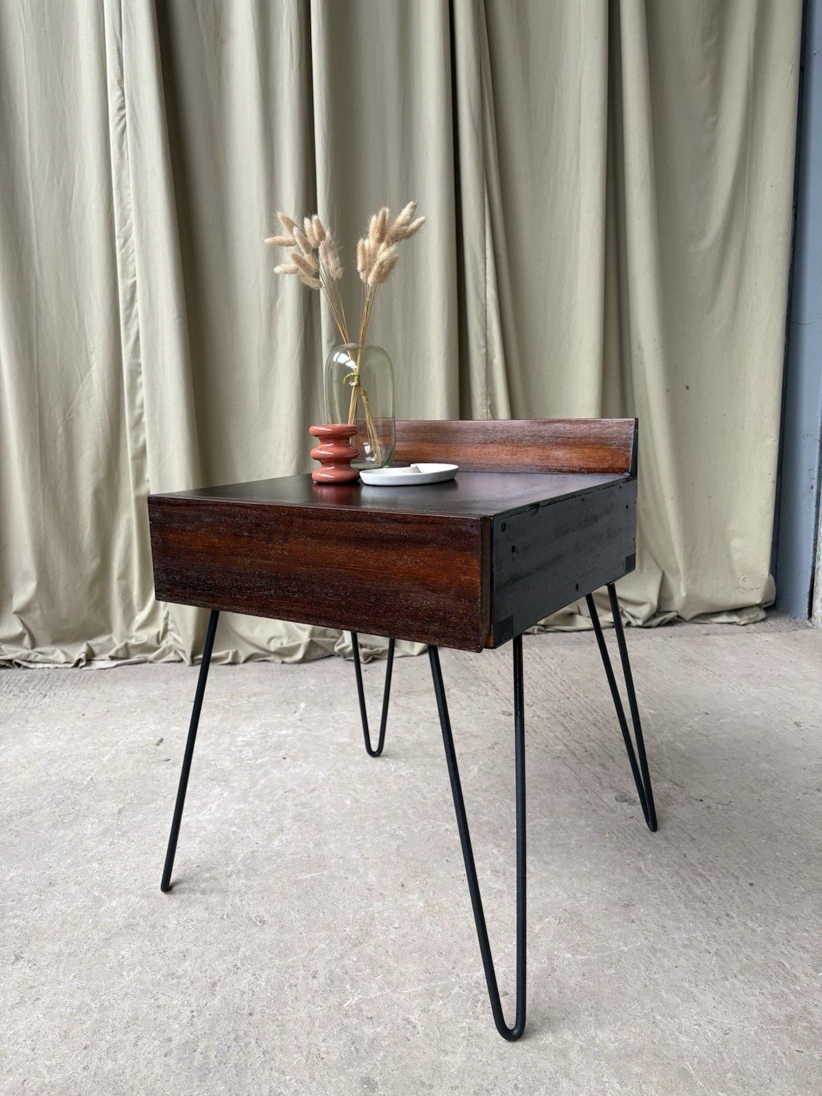 Vtg Mid Century Stag C Range Bedside Drawers Side Table Scandi R1108