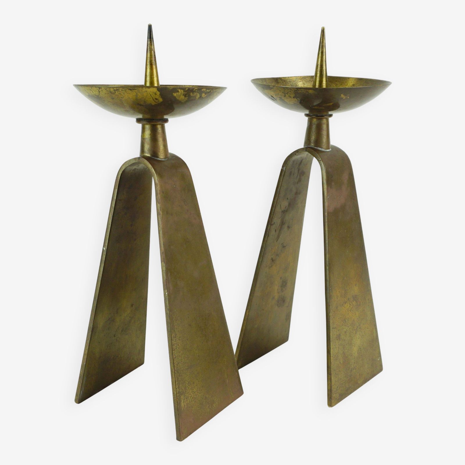 Pair Of Mid Century Modern Style Brass Candlesticks From The 1950s/60s