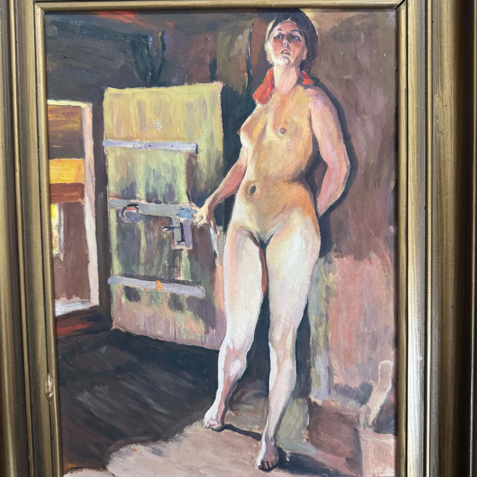 The Warm Room, 1943. Vintage Swedish Oil Painting. photo furniture