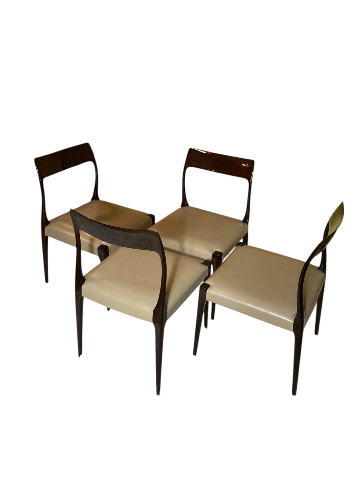 Set Of Four Mid Century Style Laskasa Karen Laquered Dining Chairs