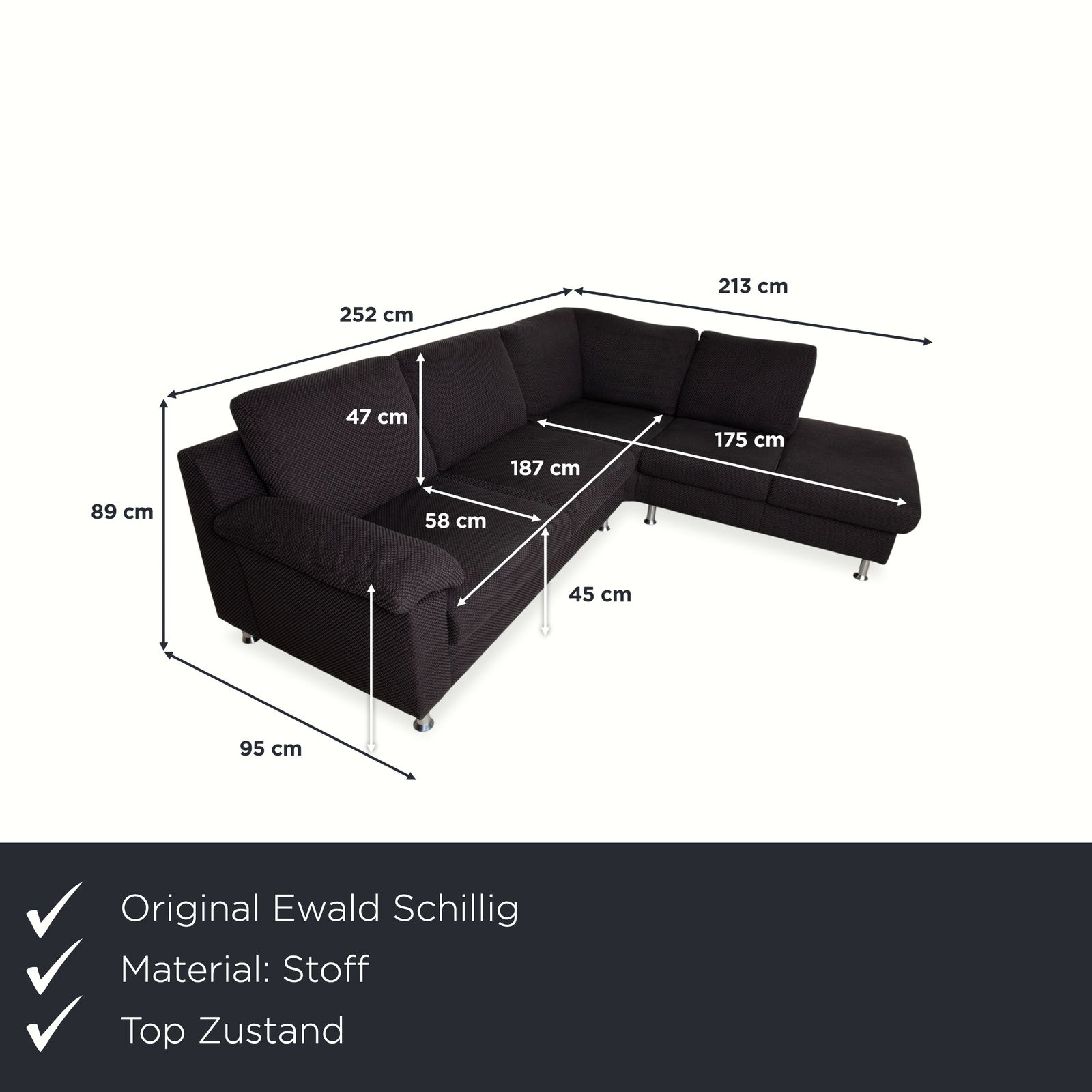 Canapé d'angle Ewald Schillig Vario en tissu gris brun, méridienne à gauche photo furniture