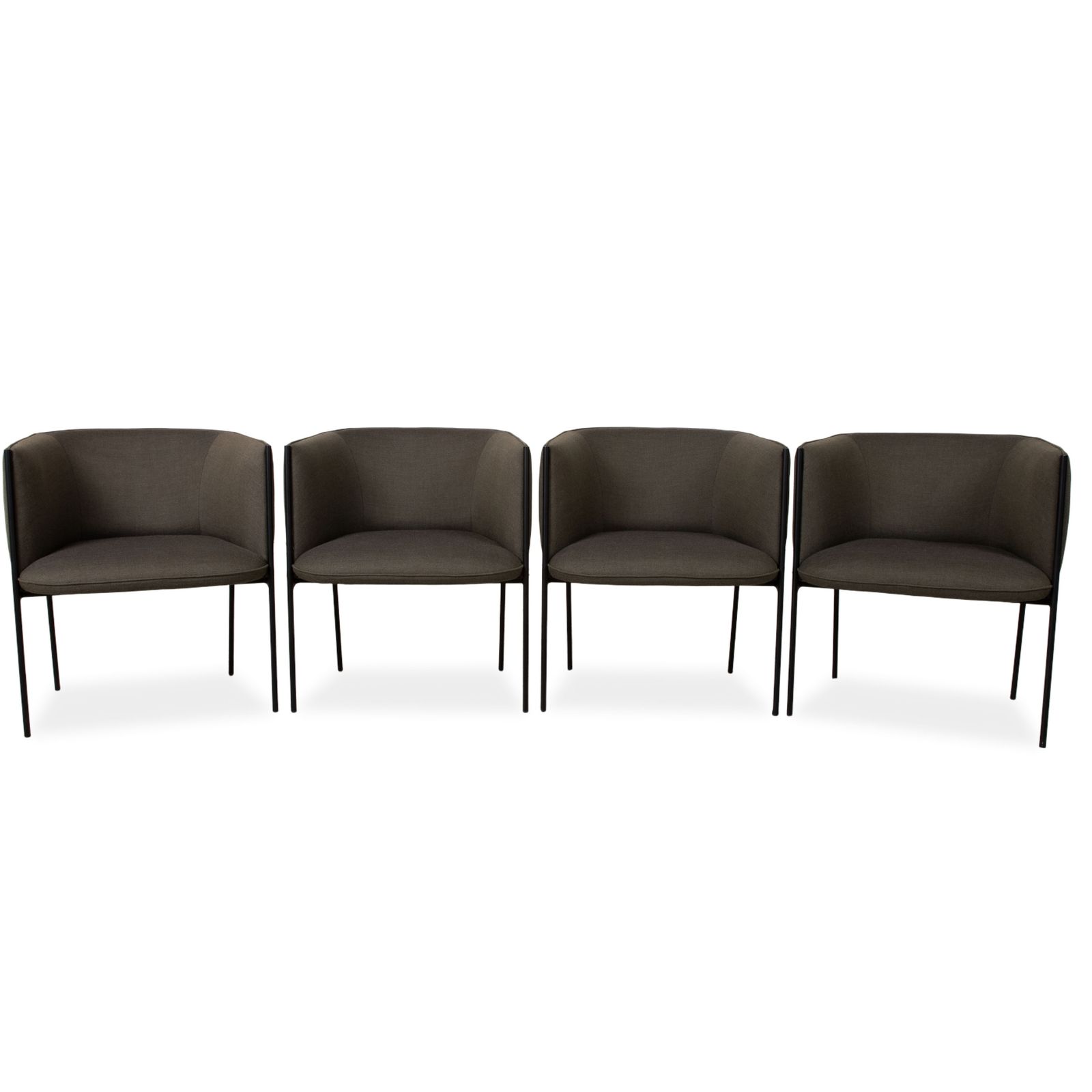 Set Van 4 Wendelbo Sepal Stoelen, Bekleding: Wol, Kvadrat Fiord Grijs, Frame: Staal, Zwart, Luca Nichetto