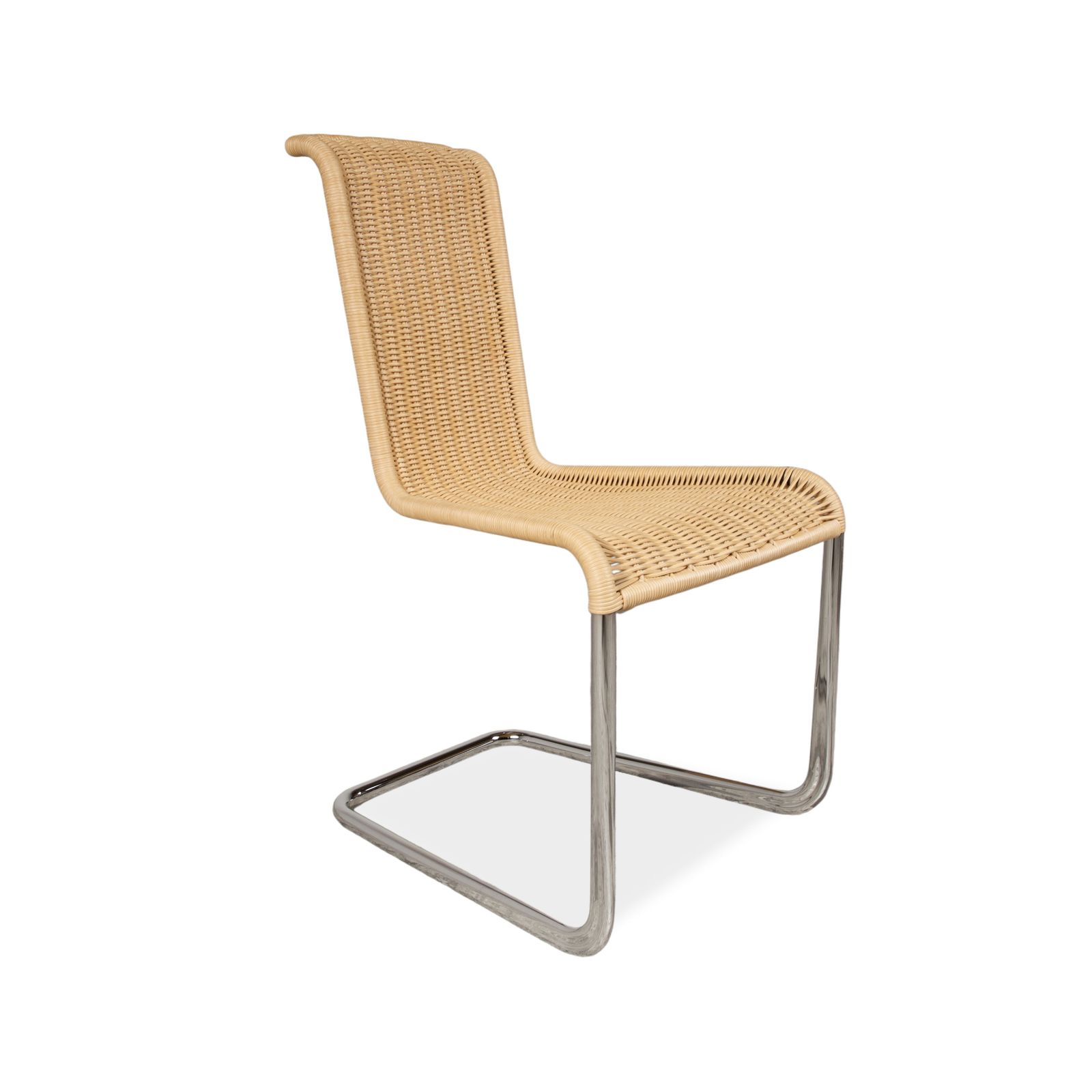 4 Delige Set Tecta B20 Rieten Stoel, Beige Chroom photo for sale