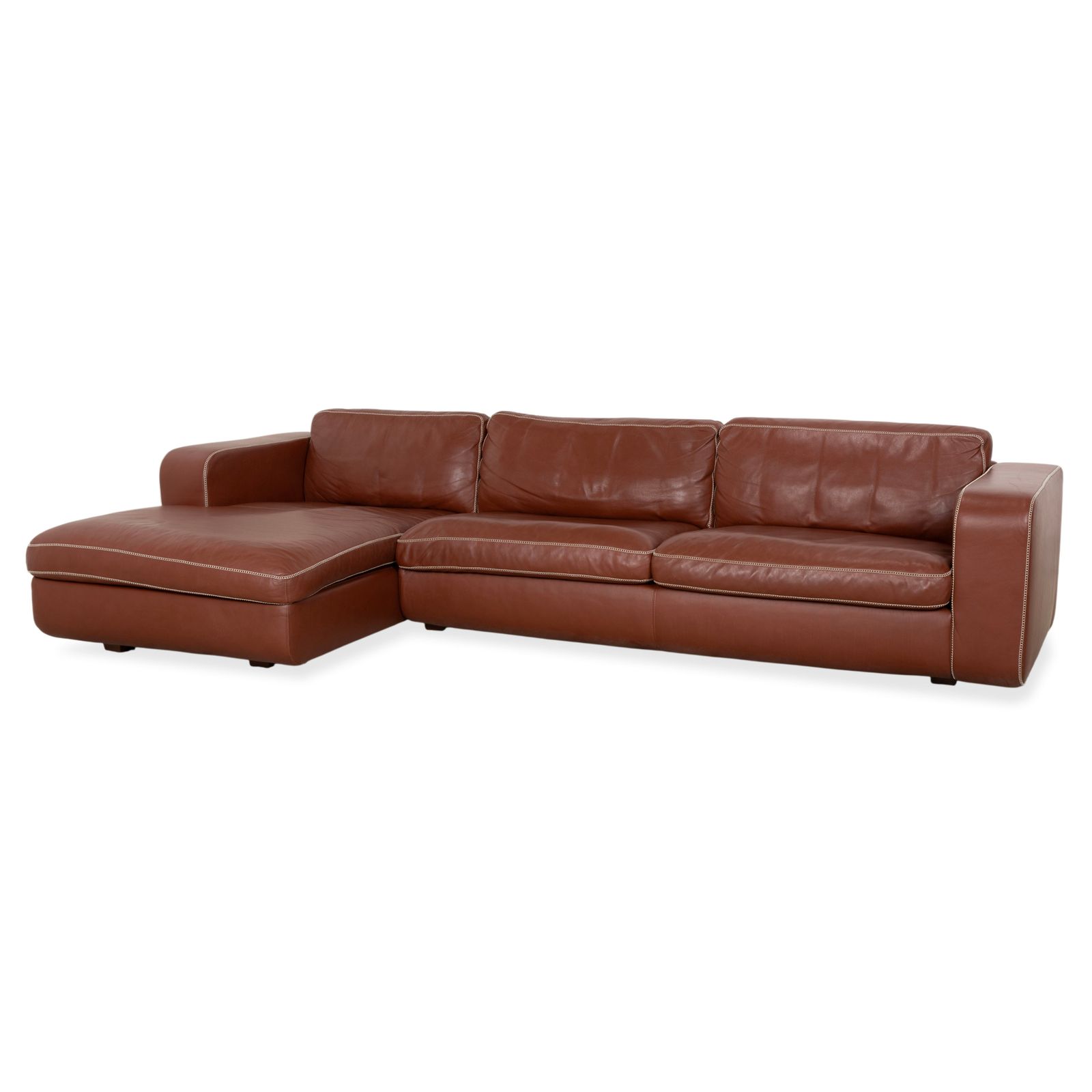 Canapé d'angle Machalke Valentino en cuir marron cognac