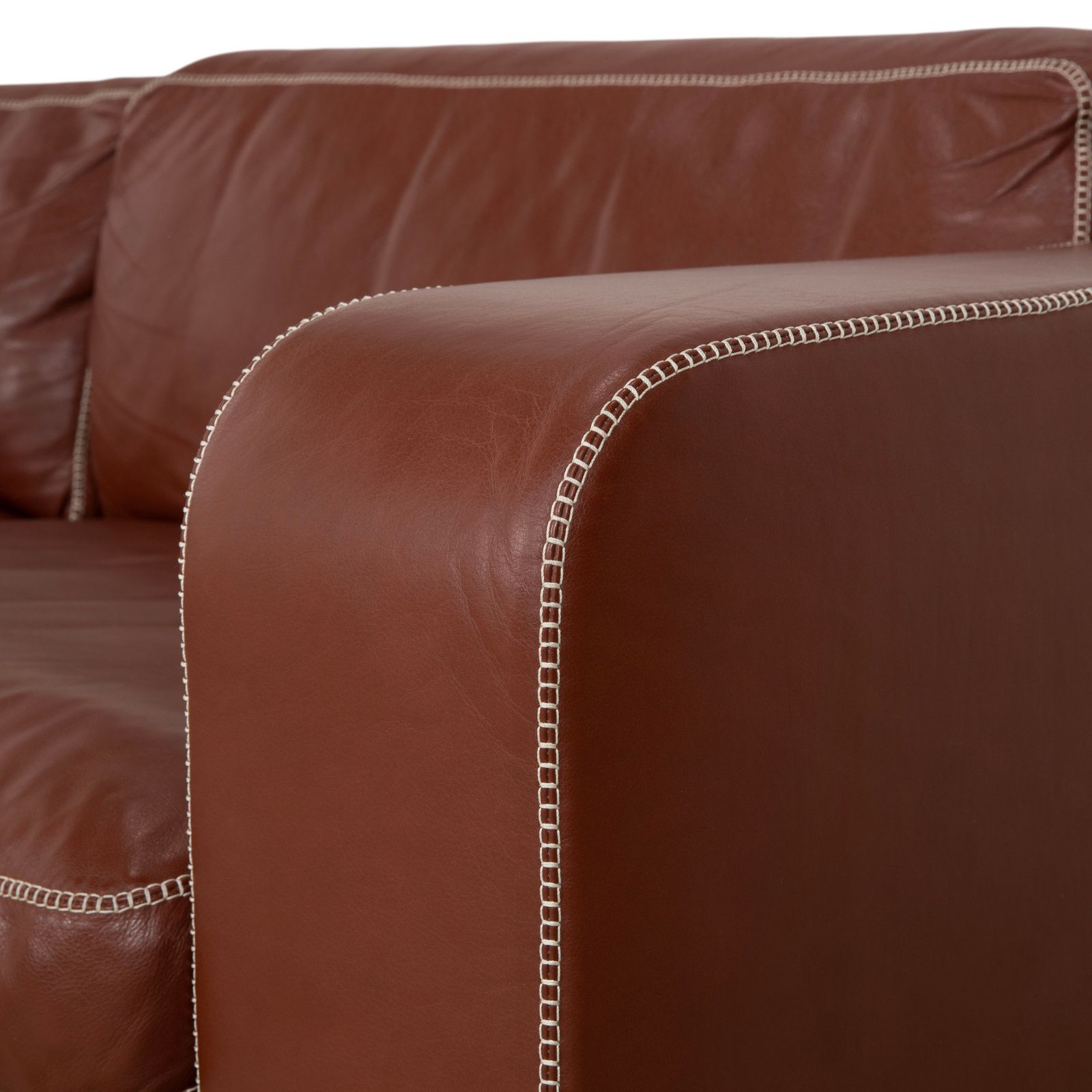 Canapé d'angle Machalke Valentino en cuir marron cognac photo for sale