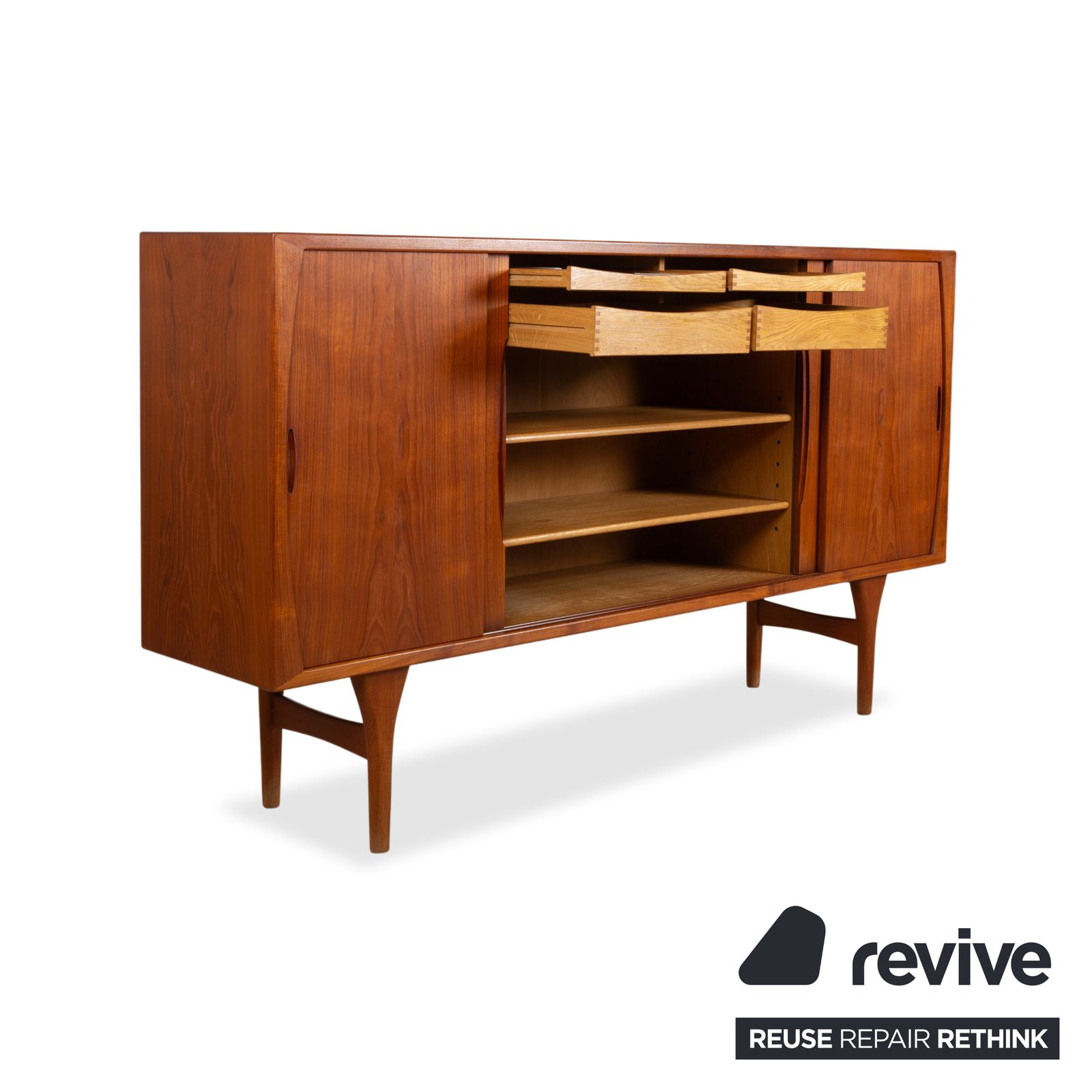 Mid Century Wooden Sideboard Brown Vintage Teak Bruno Hansen Made In Denmark photo Furniture