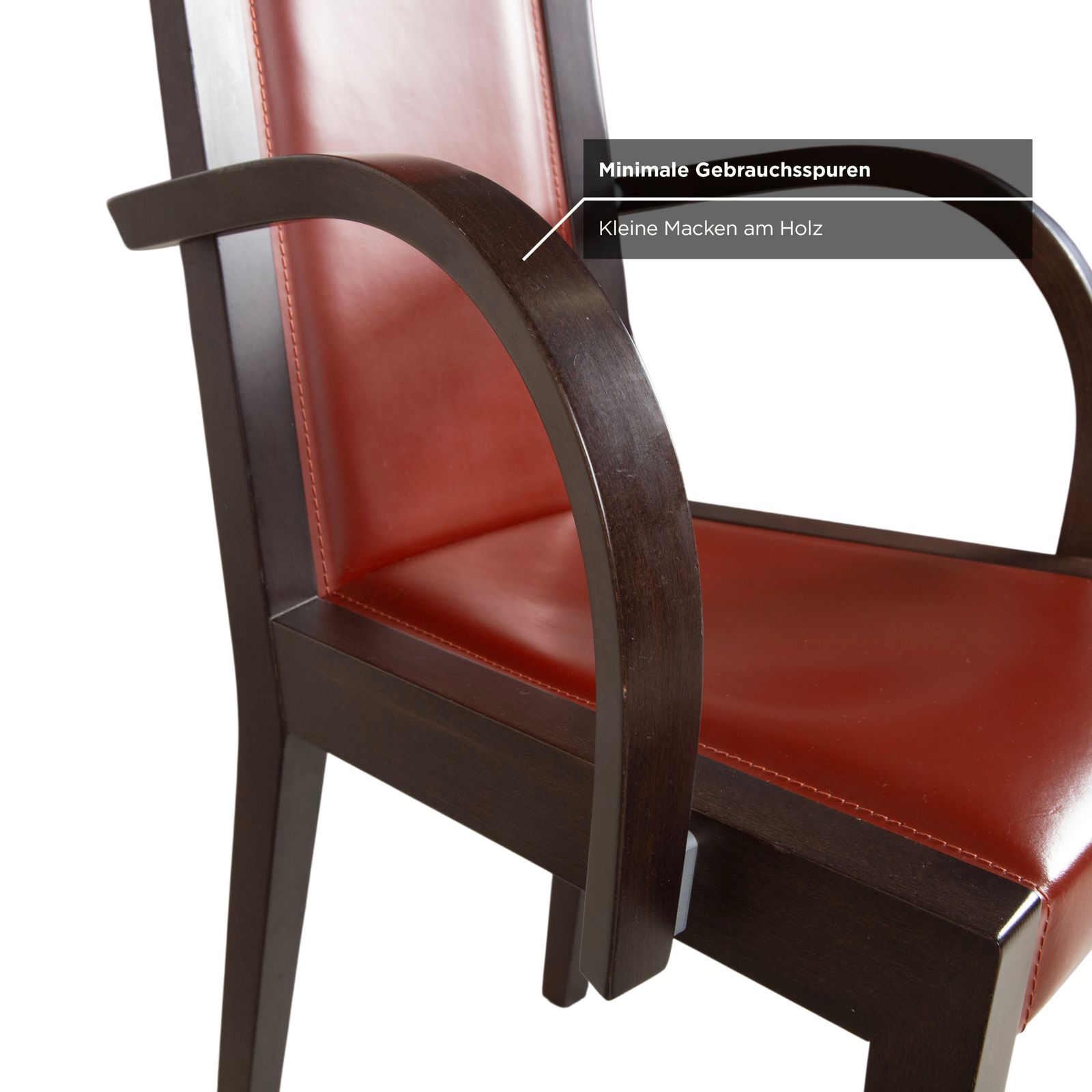 Set Of 6 Roche Bobois Chairs, Leather, Red/Brown, Wood, Dining Room photo vinterior