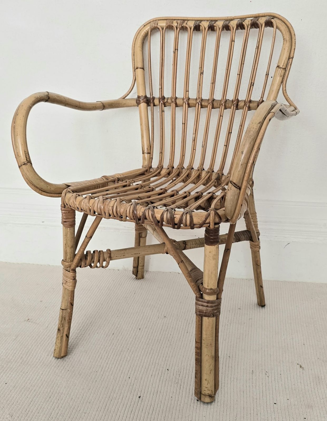 A Mid Century Italian Bamboo Chair. photo for sale