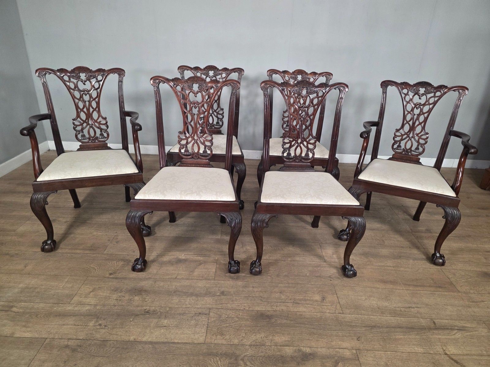 Antique Chippendale Style Mahogany Dining Chairs With Ball & Claw Feet 1910 photo furniture
