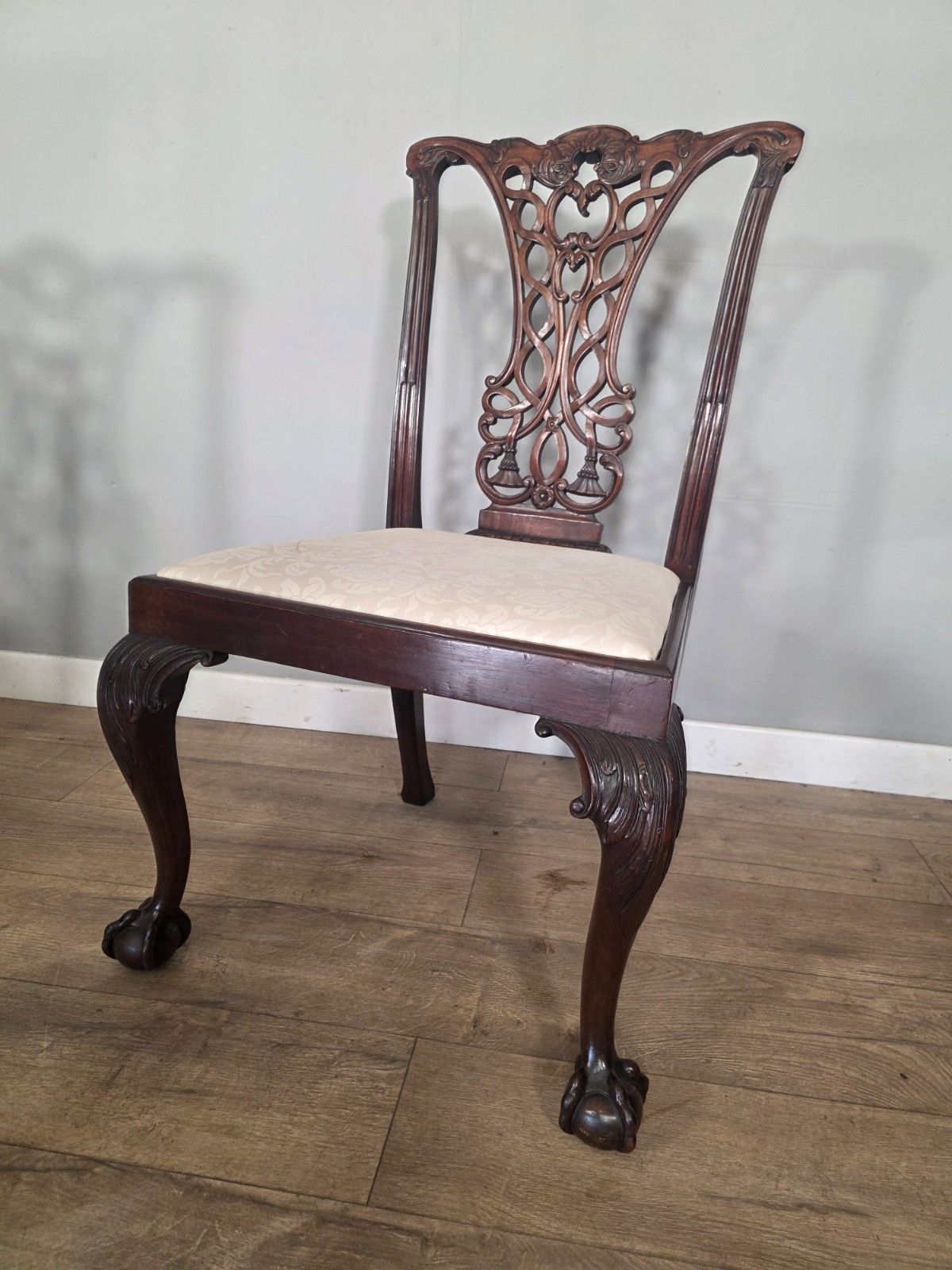 photo for sale Antique Chippendale Style Mahogany Dining Chairs With Ball & Claw Feet 1910