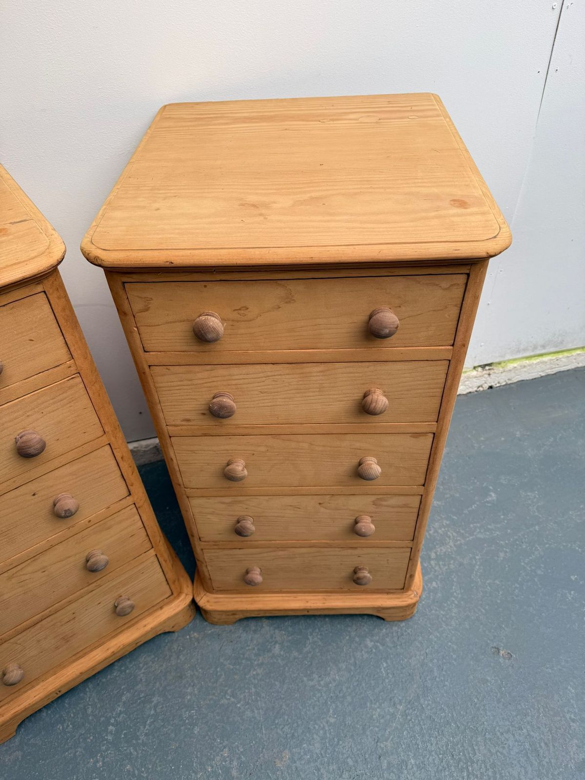A Rare Pair Of Pine Victorian 5 Drawer Chest Of Drawers To Wax/Paint photo for sale