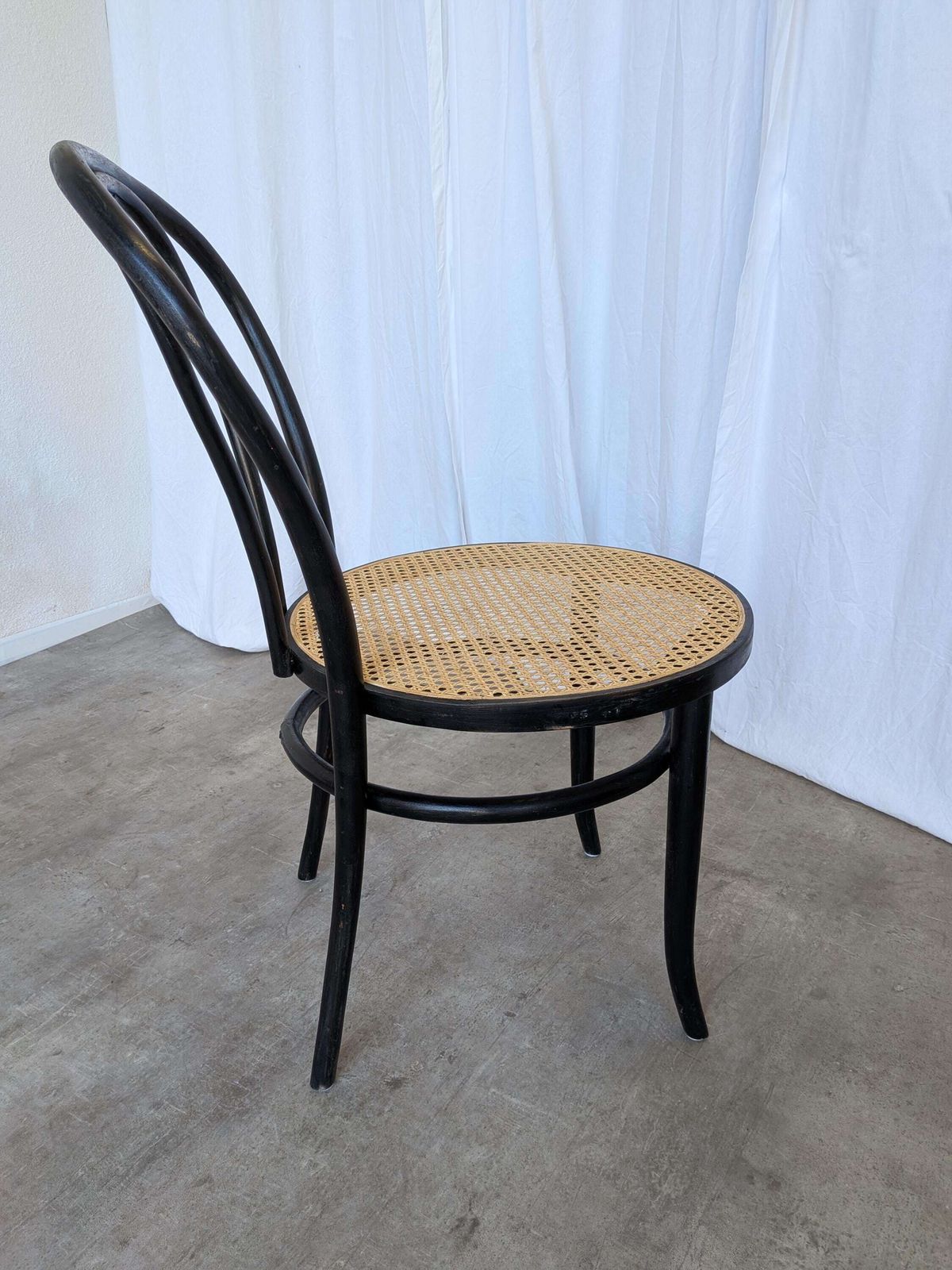 Vintage Thonet Style Dining Chair: Black Bentwood Cane Seat photo Furniture