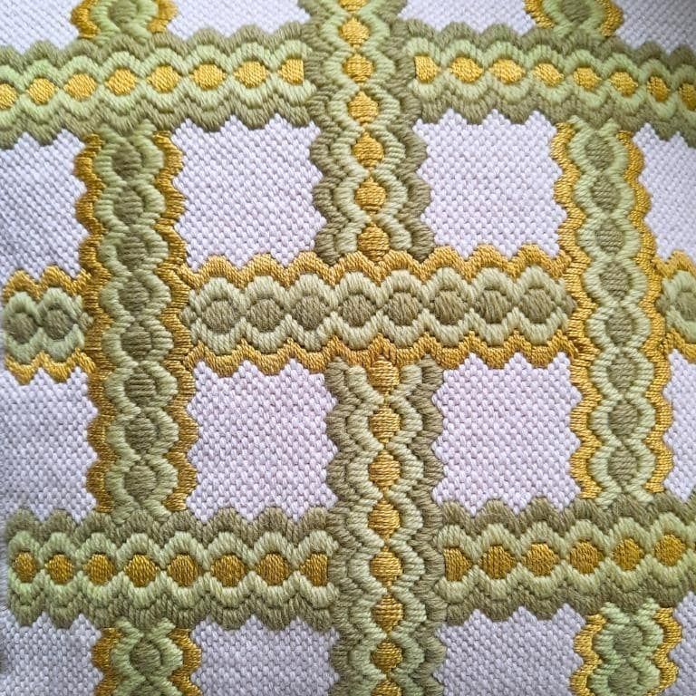 Mid Century Scandinavian Green Geometric Needlepoint Cushion Velvet Back C 1970's. photo buy