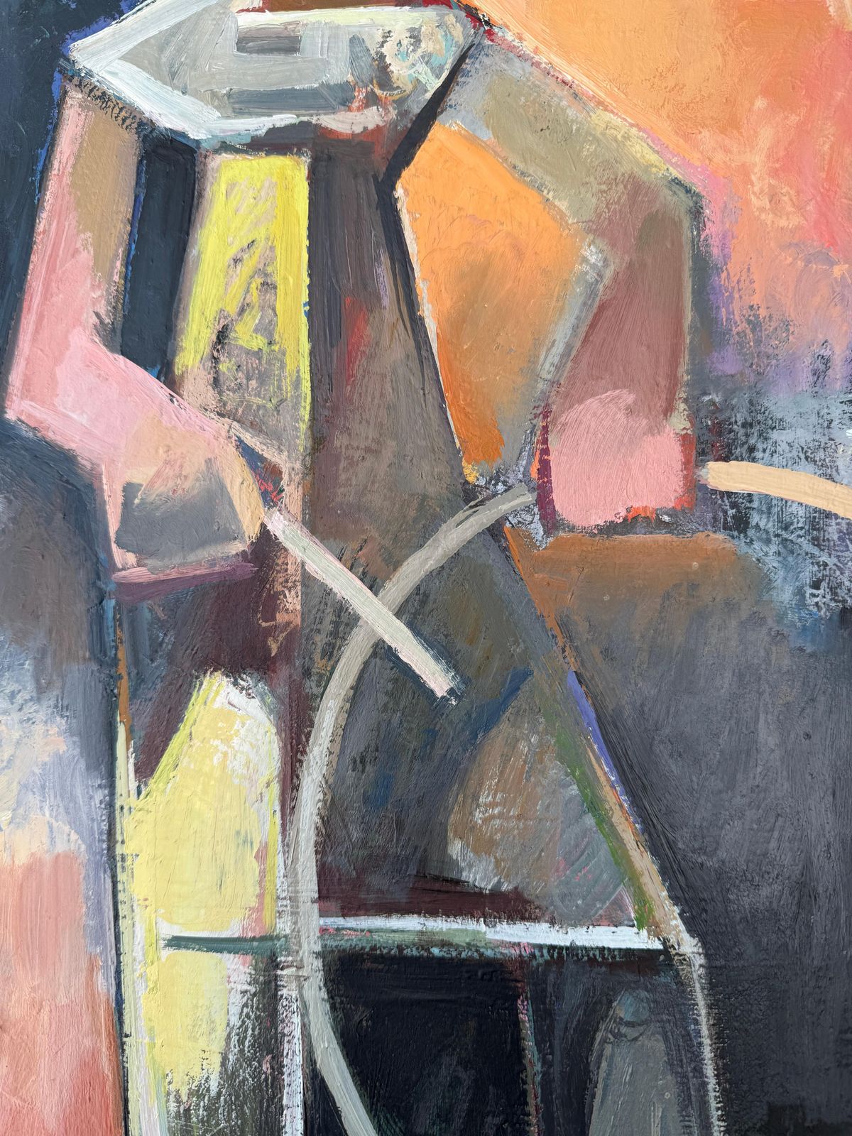 Josep Oriol Balmes Bosch Cubist Figurative Painting With Flowers Spanish Mid Century Modern Oil 1953 1953 photo vinterior