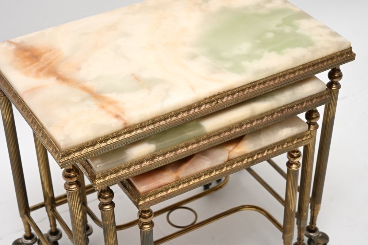 Antique French Brass And Onyx Nest Of Tables photo 644.0