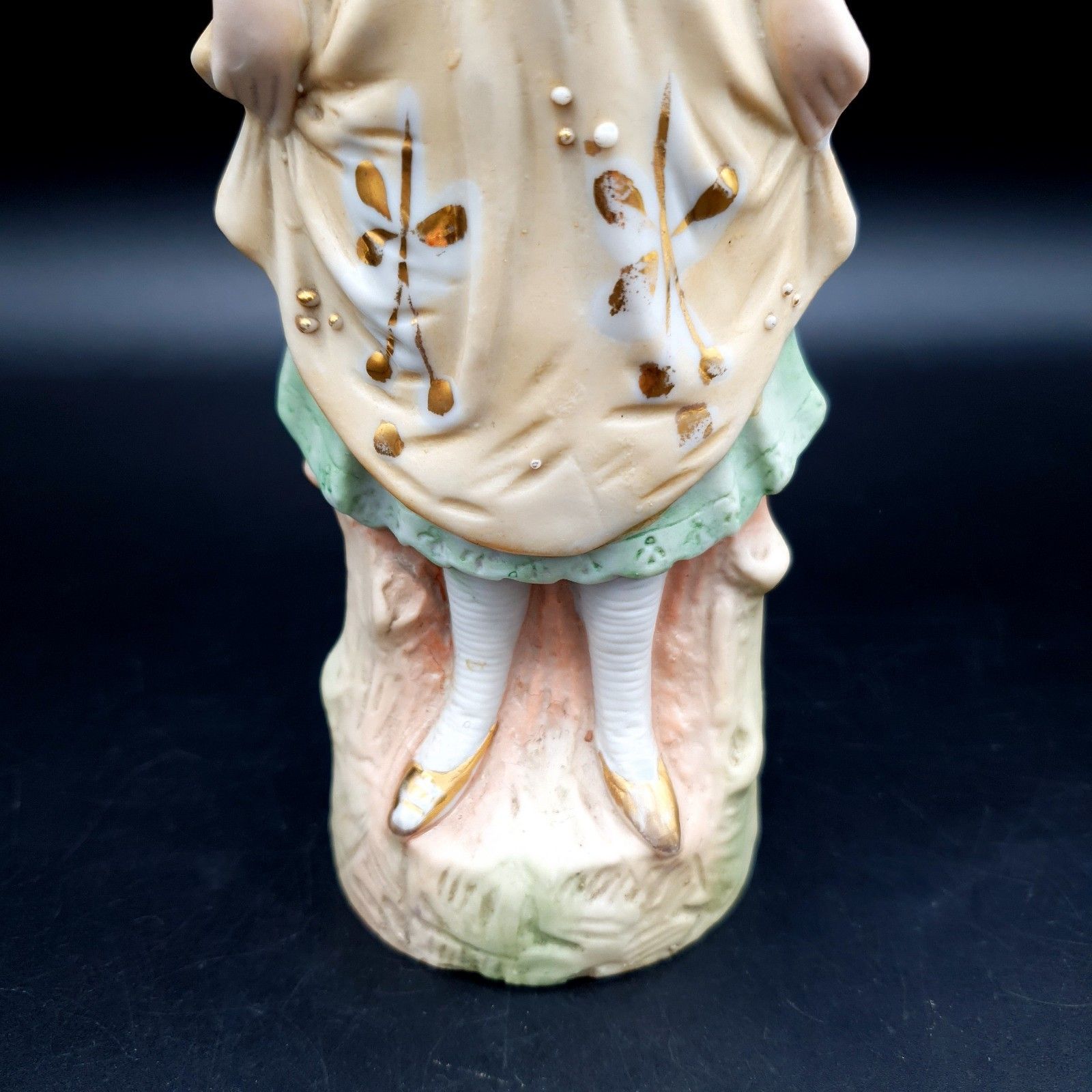 Antique Bisque Figurine Lady & Man Matte Marked Green Gold Continental German? photo 60.0