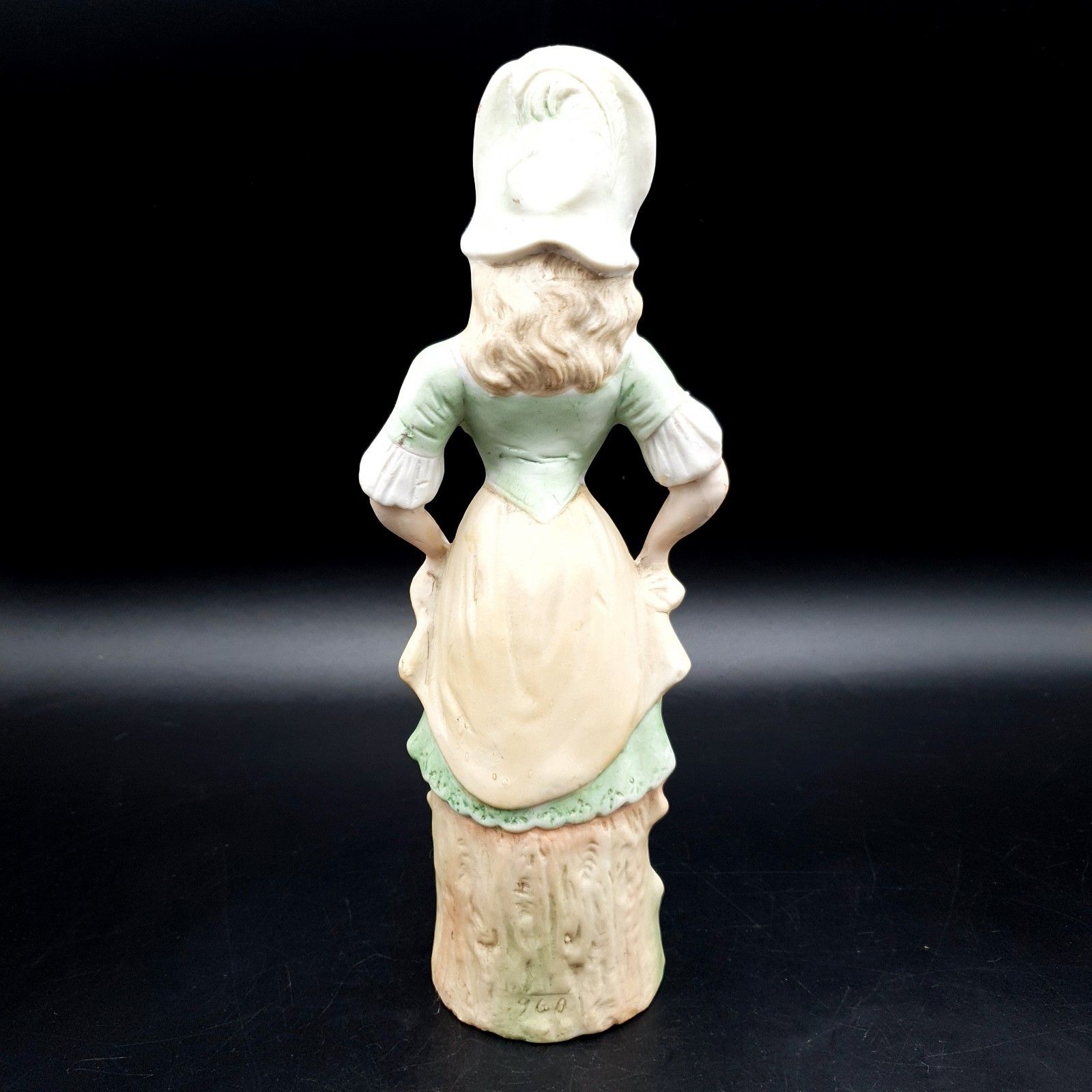 Antique Bisque Figurine Lady & Man Matte Marked Green Gold Continental German? photo vinterior