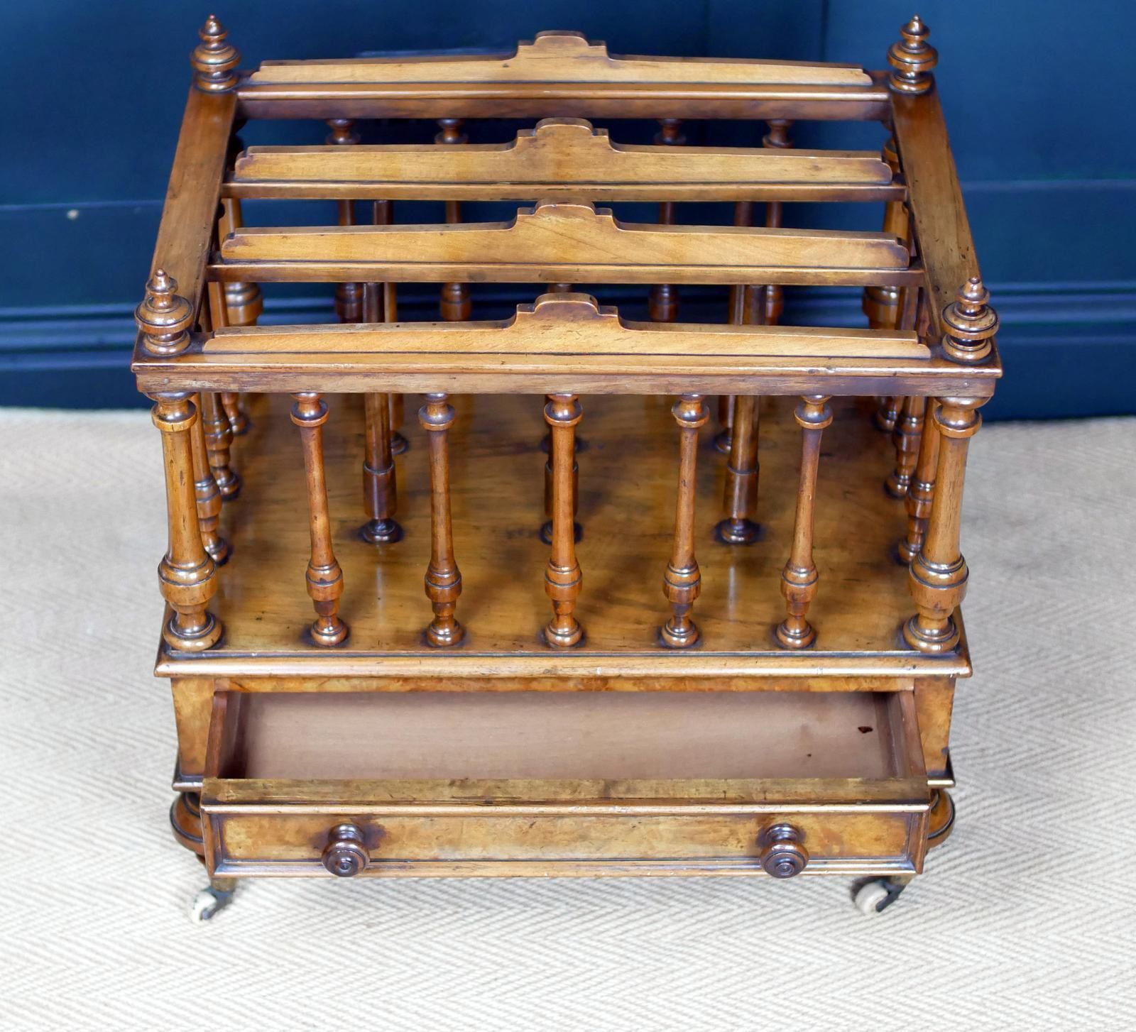 Victorian 19th Century Walnut Canterbury Magazine Rack photo vinterior