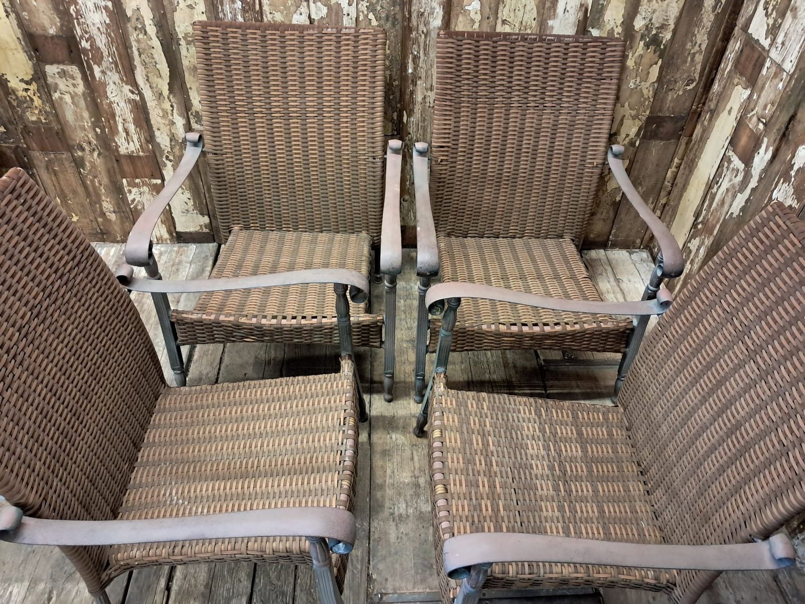 785.0 Set Of Four Rattan Garden Armchairs photo