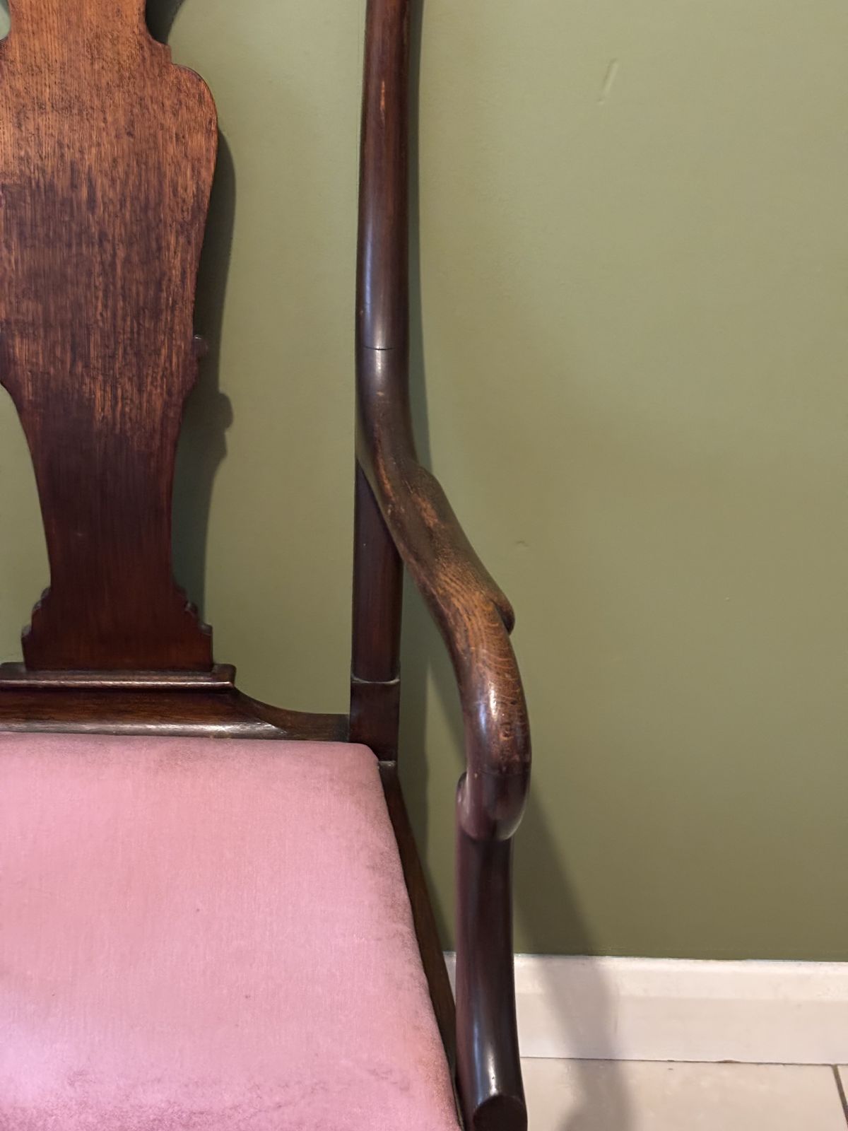 Queen Ann Revival Mahogany Nursery Chair photo for sale