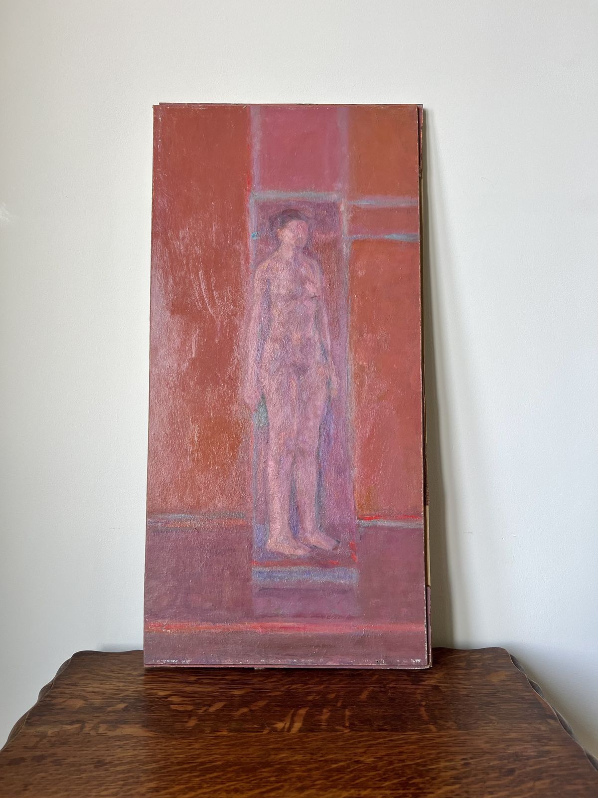 Nude Figure. Oil Painting On Board. Mid 20th Century, Signed And Dated 1974 photo furniture