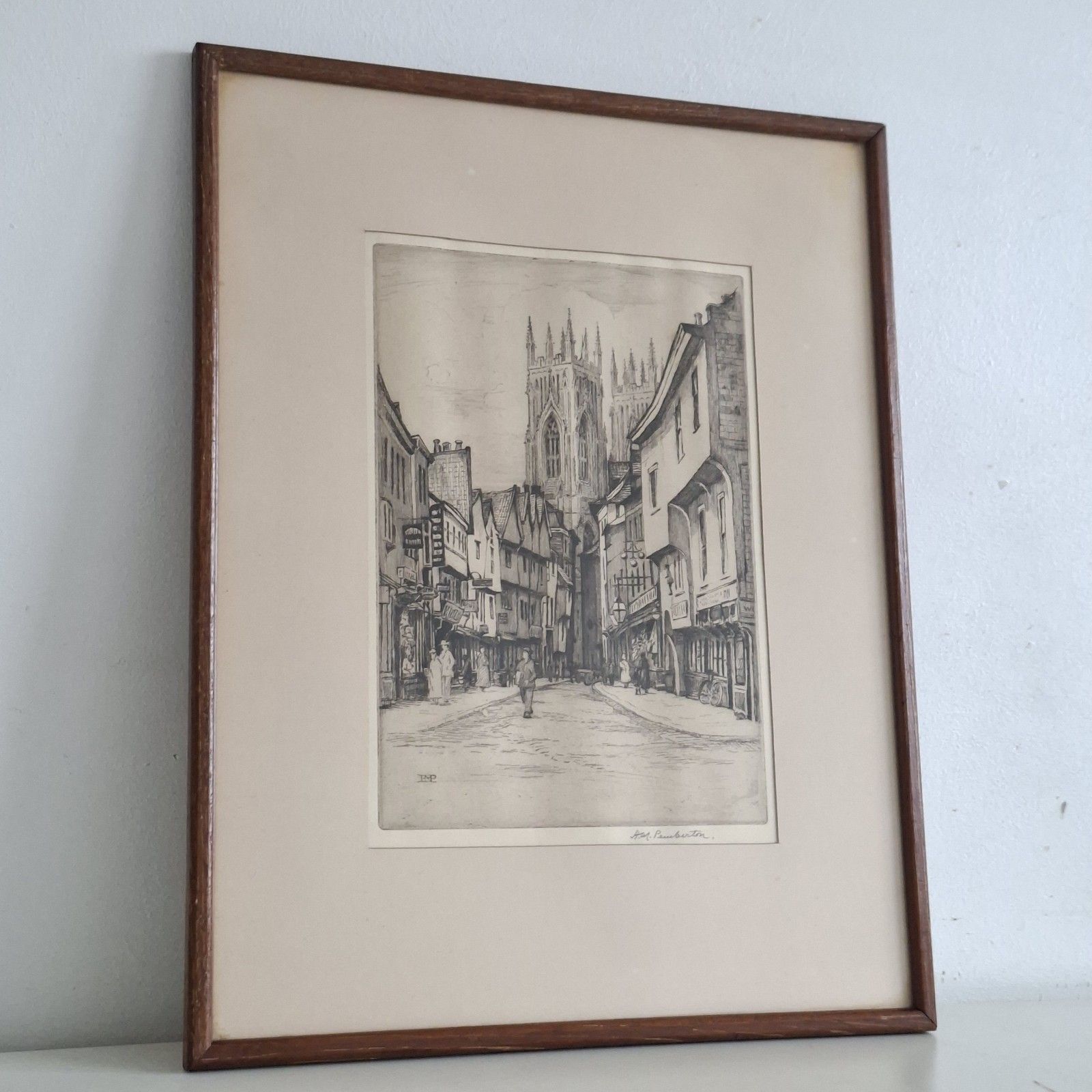 Hilda Mary Pemberton Etching York Minster Signed Framed Antique English Art