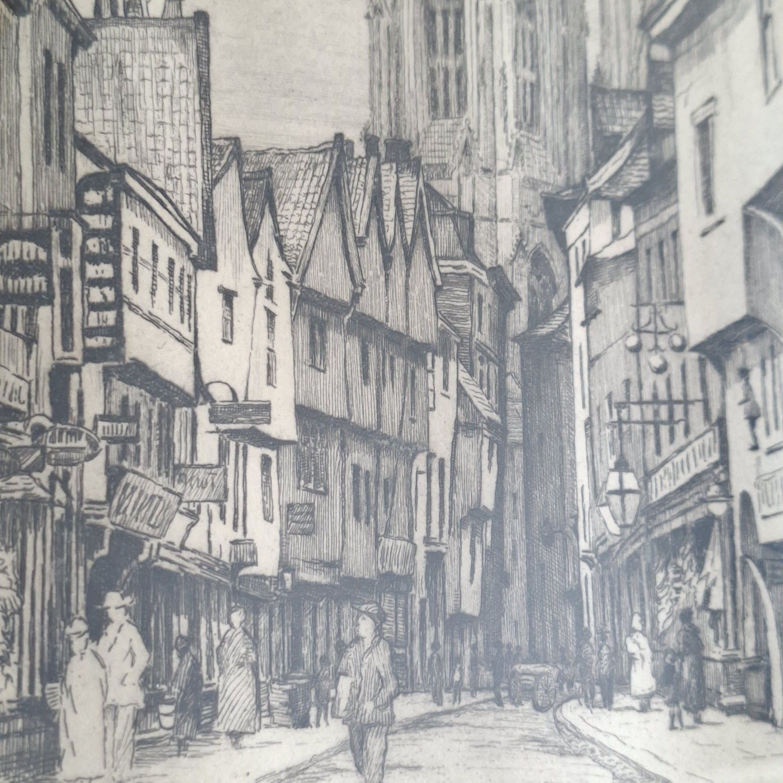 Hilda Mary Pemberton Etching York Minster Signed Framed Antique English Art photo furniture