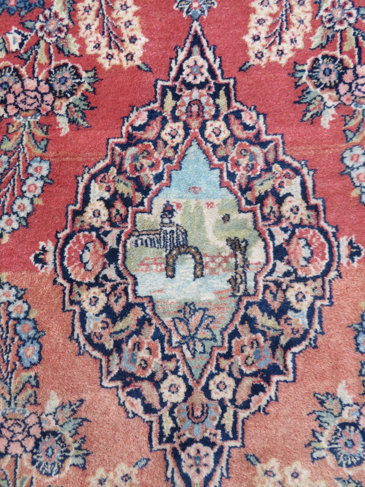 Antique Asian Pictorial Rug. 166cm X 104cm photo for sale