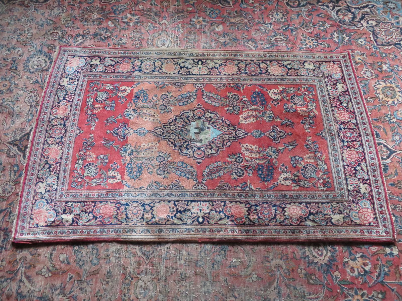 photo buy Antique Asian Pictorial Rug. 166cm X 104cm