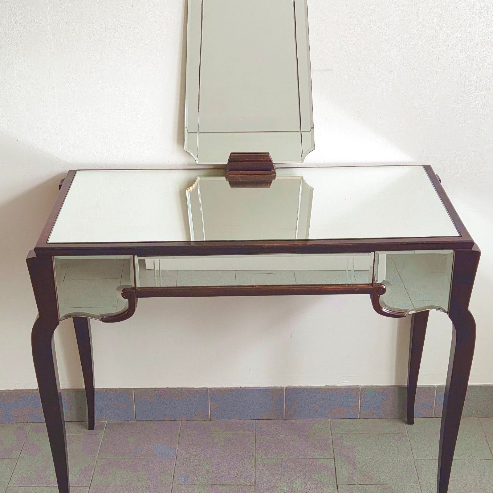 Vintage 1930s Mahogany & Mirror Art Deco Dressing Table 30s Retro 1930s photo furniture