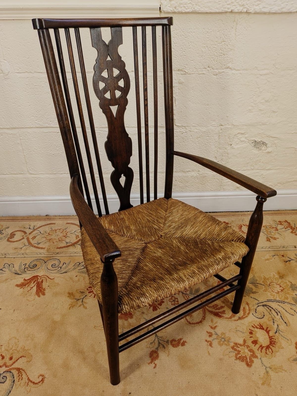 Victorian Stick And Wheel Back Rush Seated Country Chair photo furniture