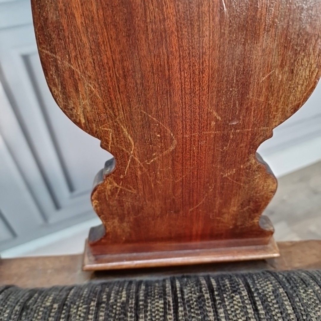 Antique Mahogany Dining Chairs Pair Cabriole Legs Desk Hall Seating Wooden photo vintage