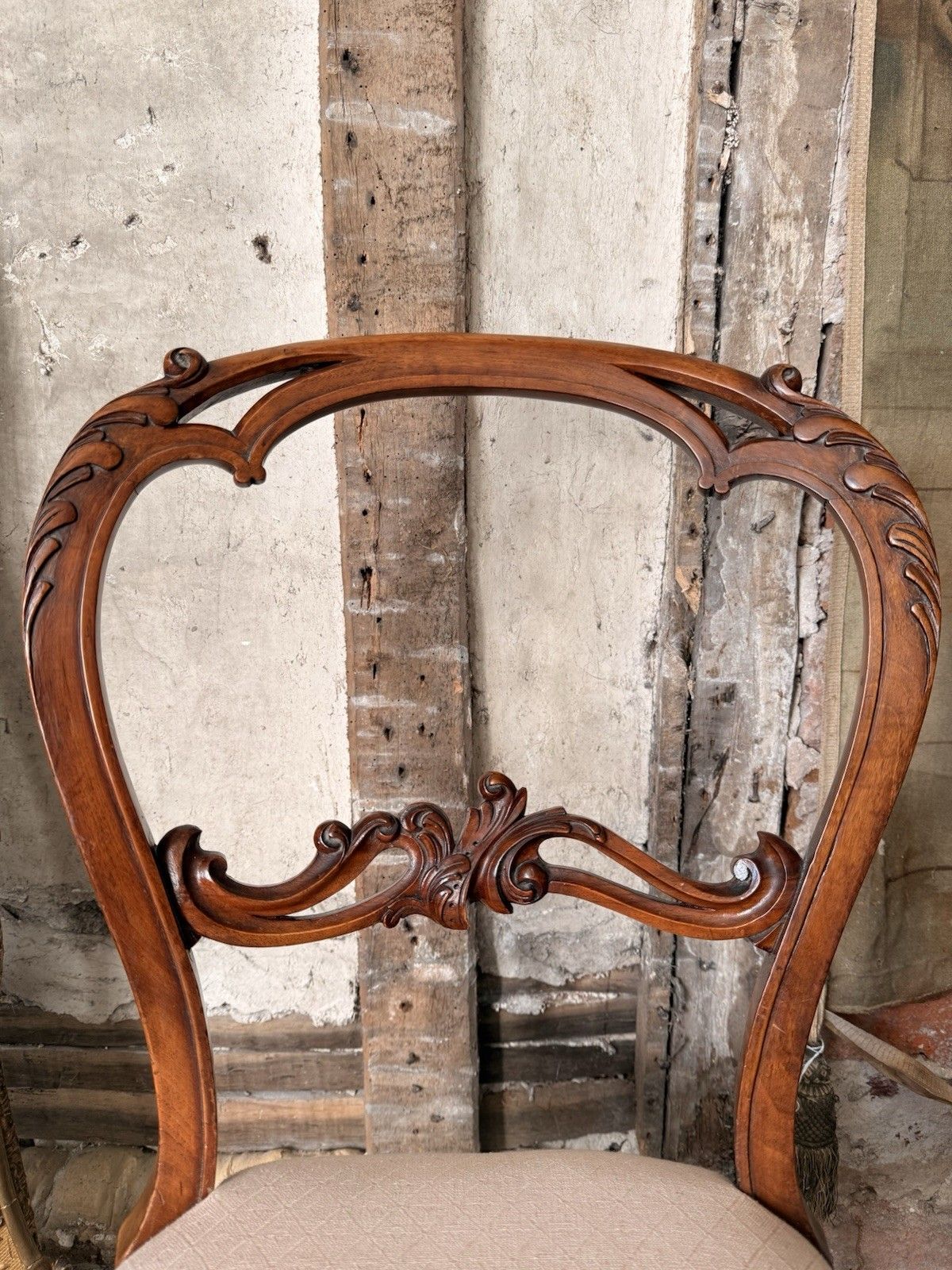 Set 6 Antique Carved  Walnut & Biscuit Linen Louis XV French Chairs 1870 Circa photo buy