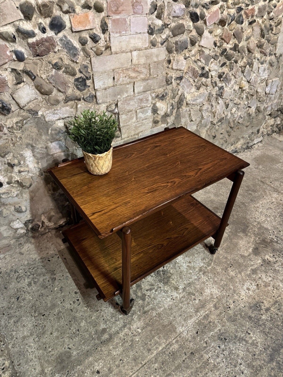 🚛 Vintage Mid Century Danish Rosewood Drinks / Cocktail Cart / Tea Trolly photo vinterior