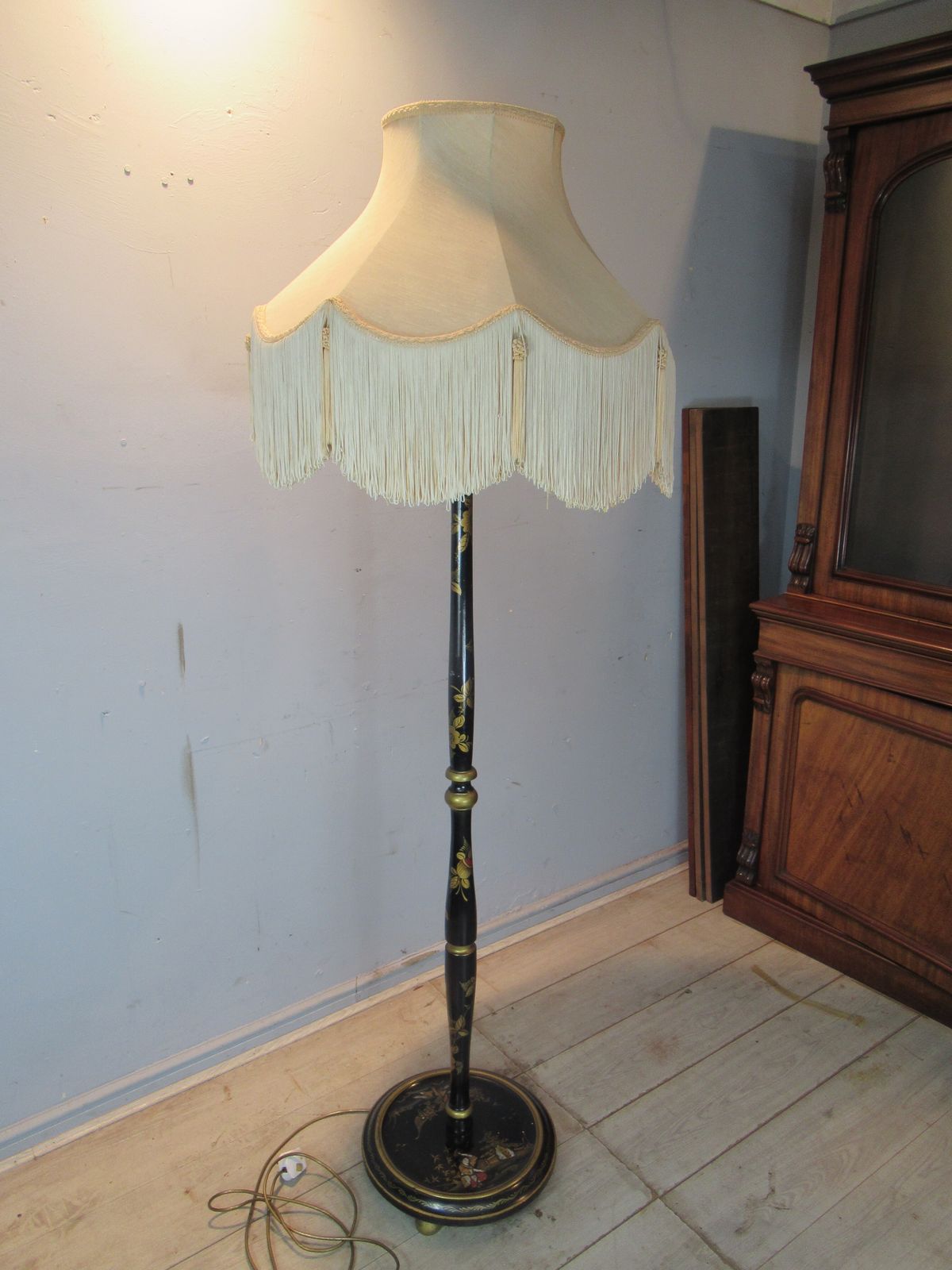 Chinese    Design  Black Lacquer  Standard Lamp