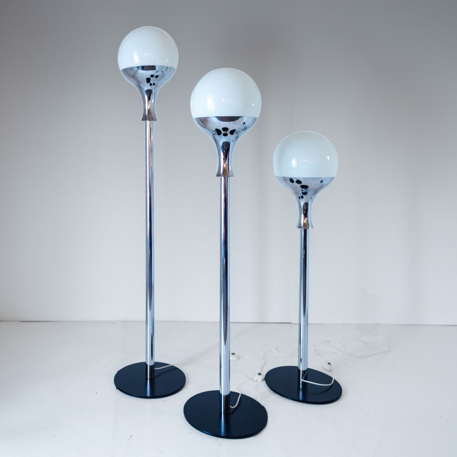 Set Of Three Vintage Floor Lamps, Italian Design In The Style Of Artemide, 1970s photo furniture