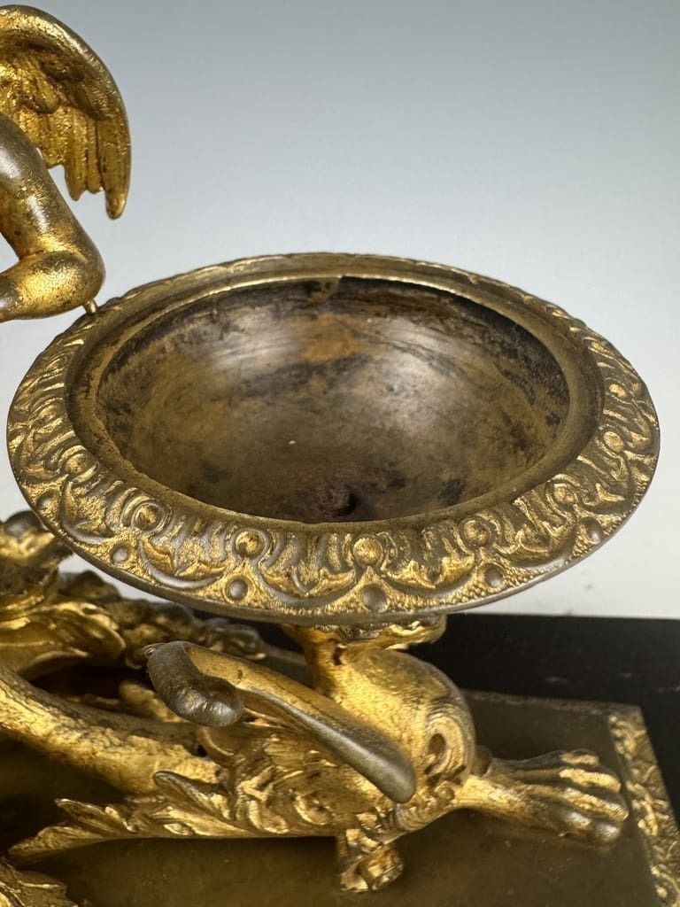 Home Decor Antique Gilt Bronze & Ebony Inkstand – 19th Century Desk Accessory photo