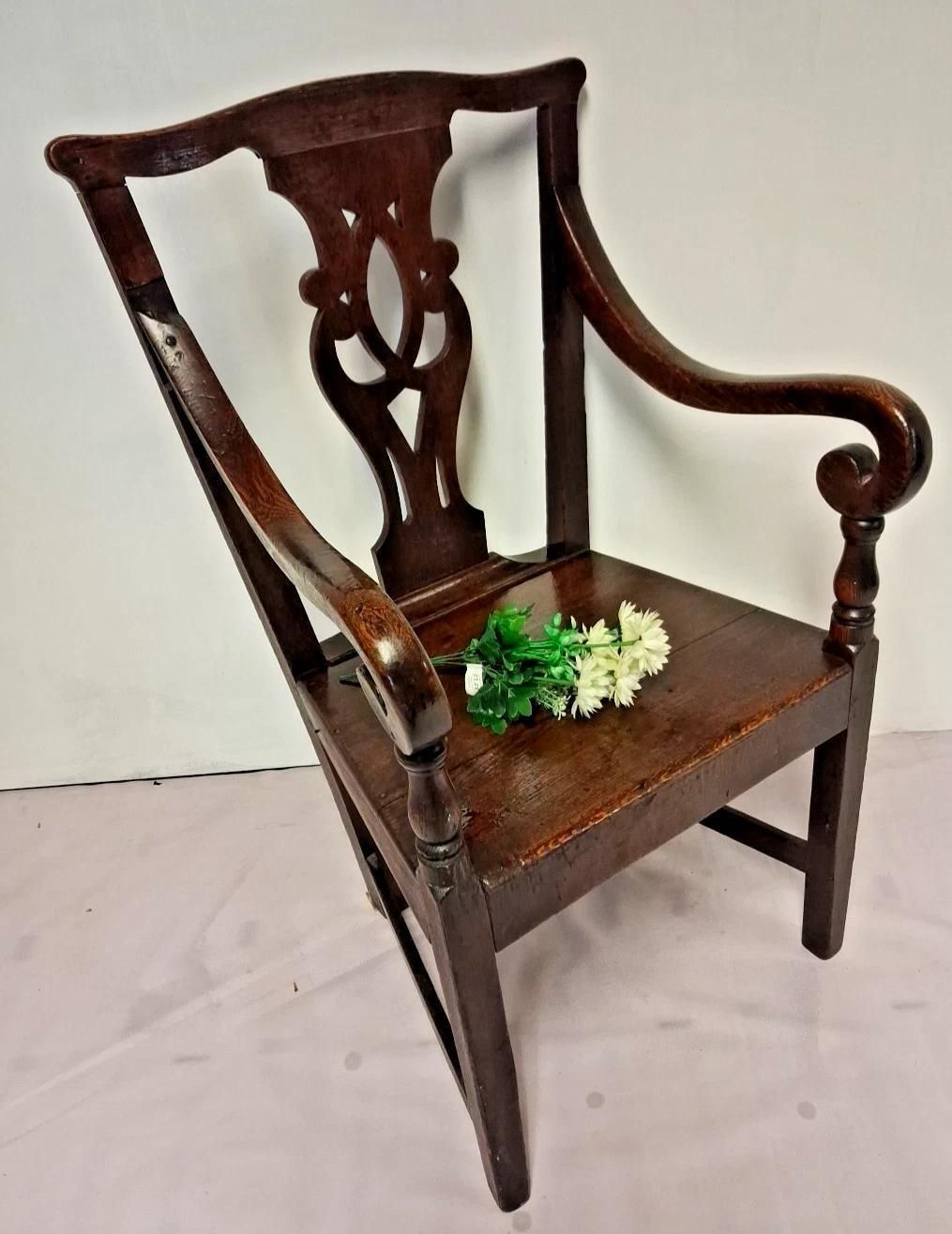 Antique Georgian 18th Century Provincial Elbow Chair Deep With Patina photo 375.0