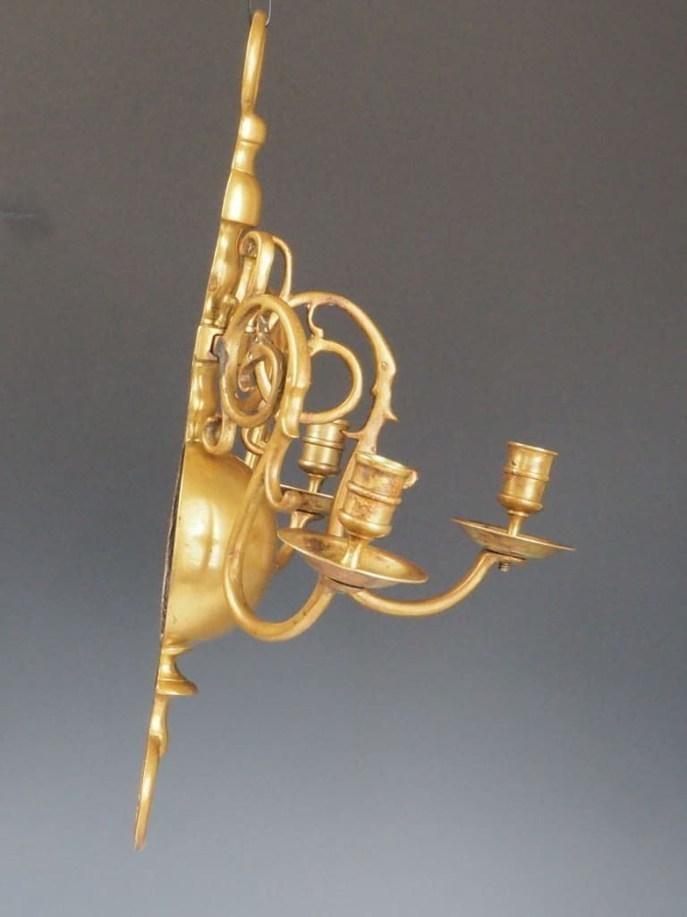 Antique 18th Century Dutch Flemish Pair Of Triple Wall Sconces photo vinterior