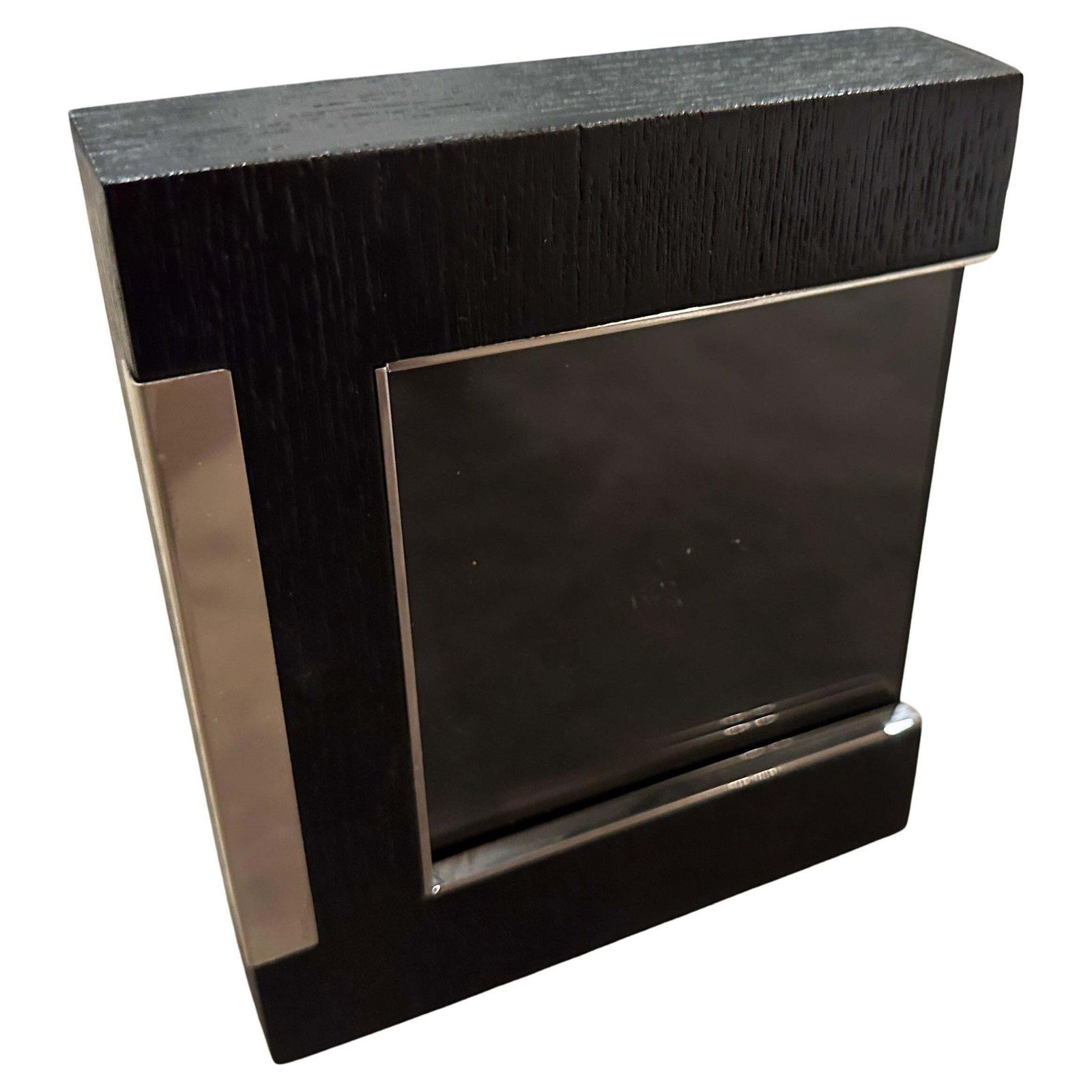 1980s Modern Sterling Silver And Ebonized Wood Picture Frame By Silvan