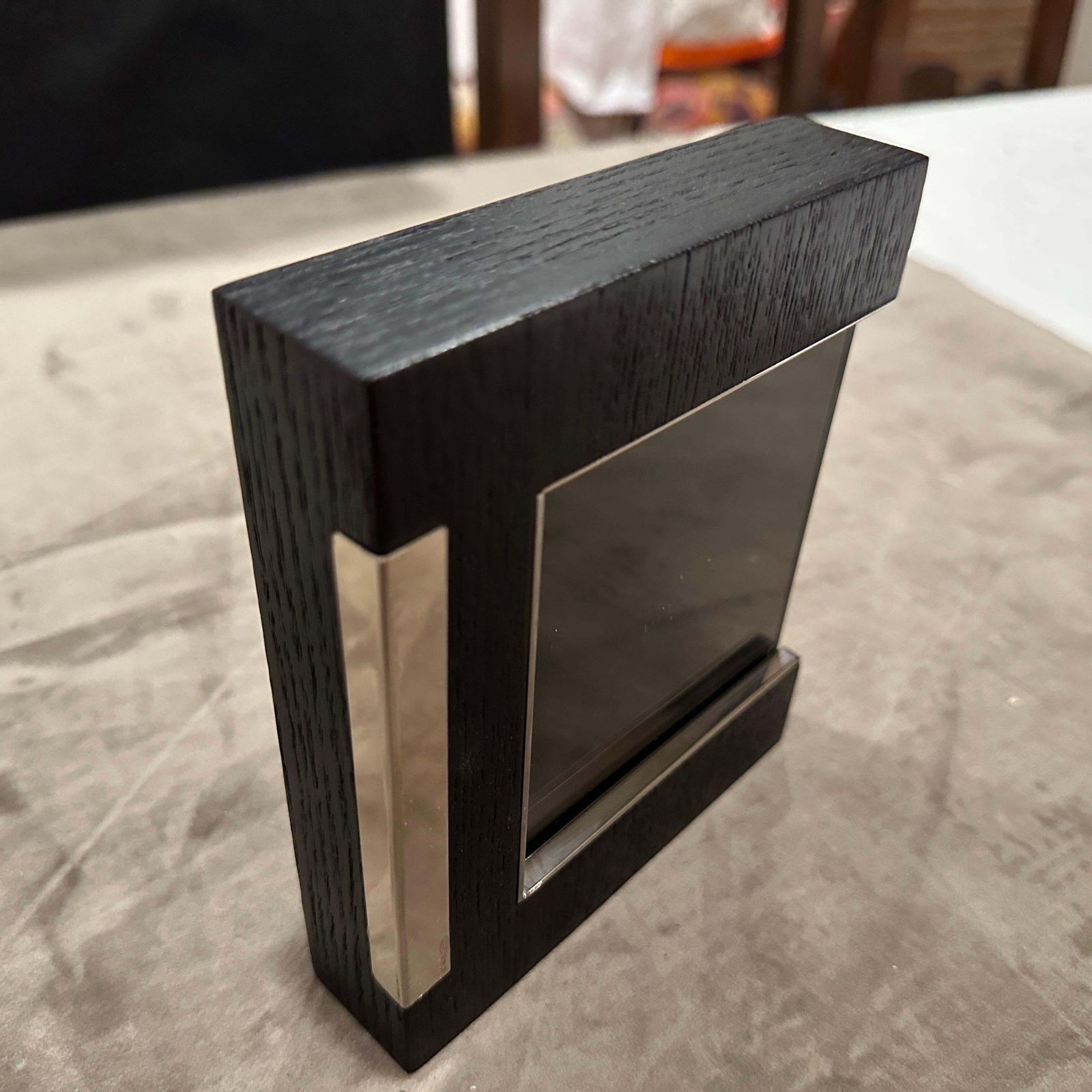 photo for sale 1980s Modern Sterling Silver And Ebonized Wood Picture Frame By Silvan