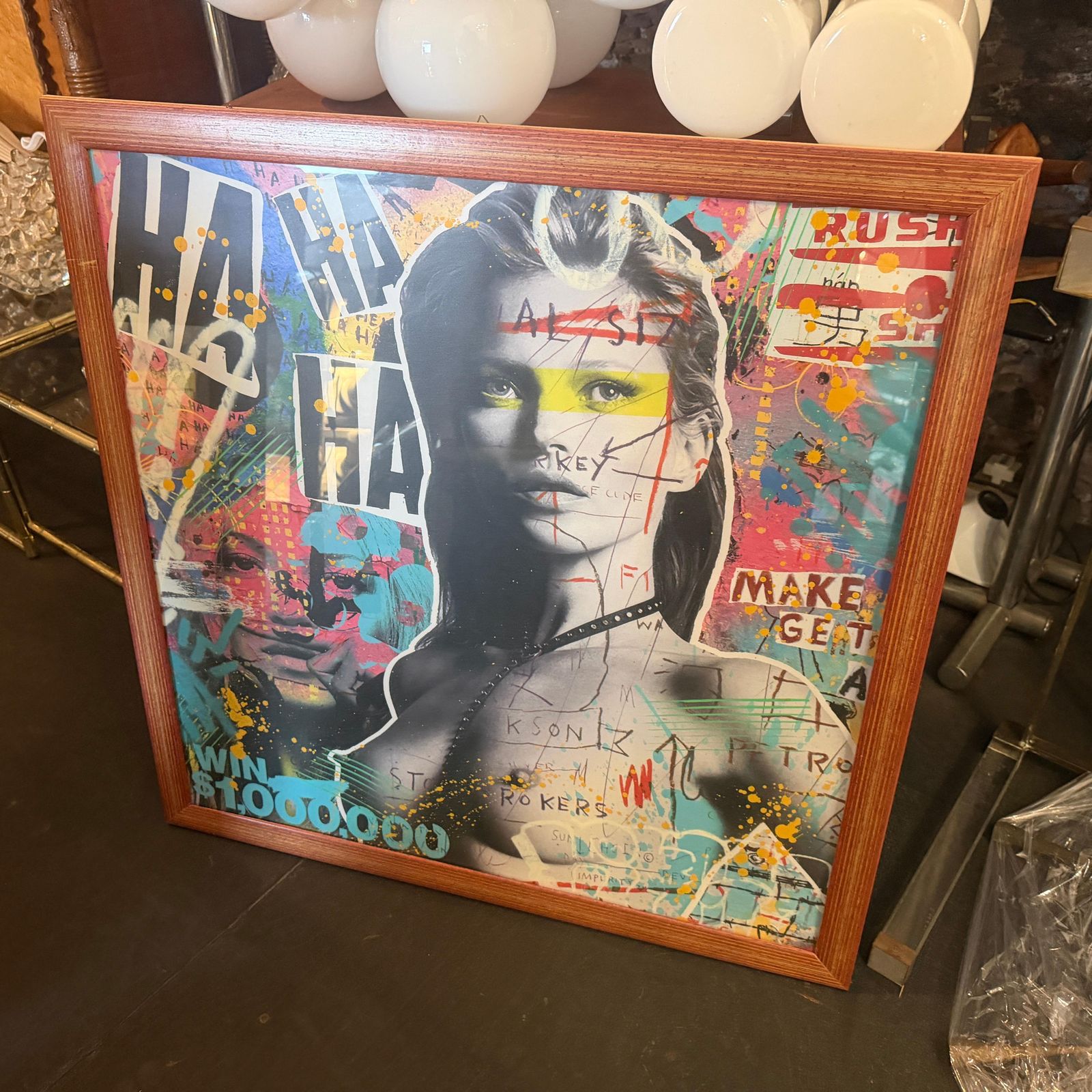 photo furniture Kate Moss, A Street Art Mixed Media On Paper, Embellished By Hand By Airoh