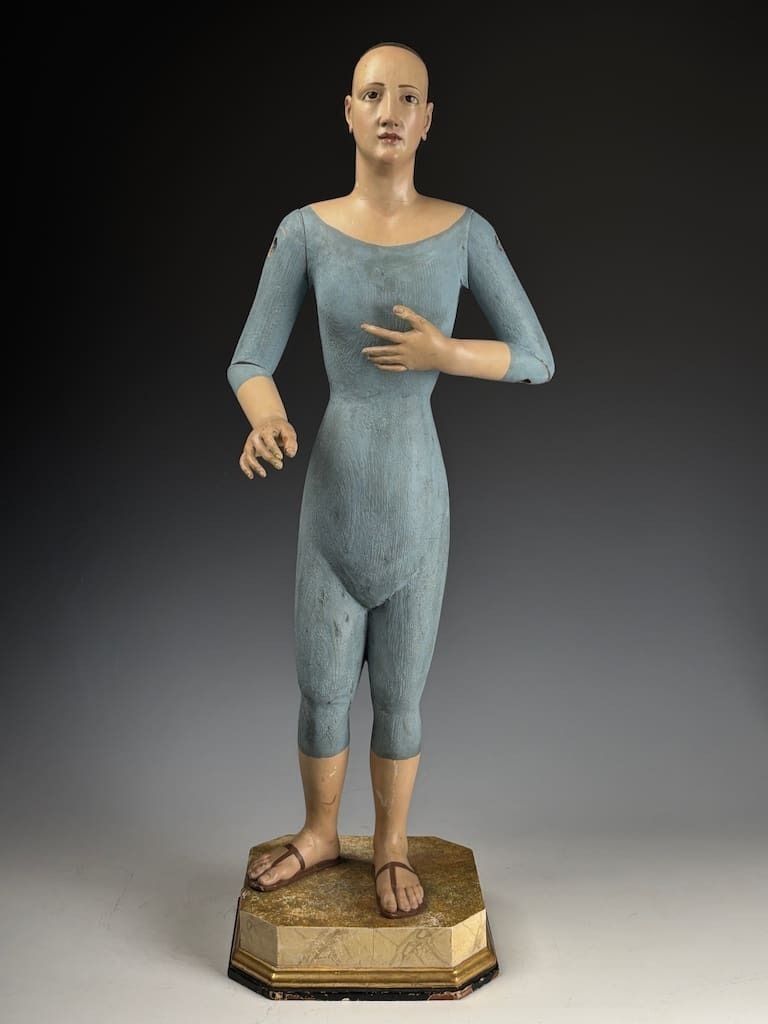 Mid 18th Century Italian Polychrome & Gesso Santos Figure (Female Saint)