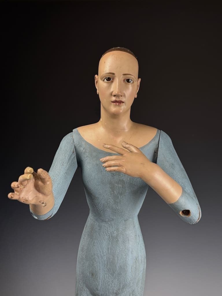 Mid 18th Century Italian Polychrome & Gesso Santos Figure (Female Saint) photo Home Decor