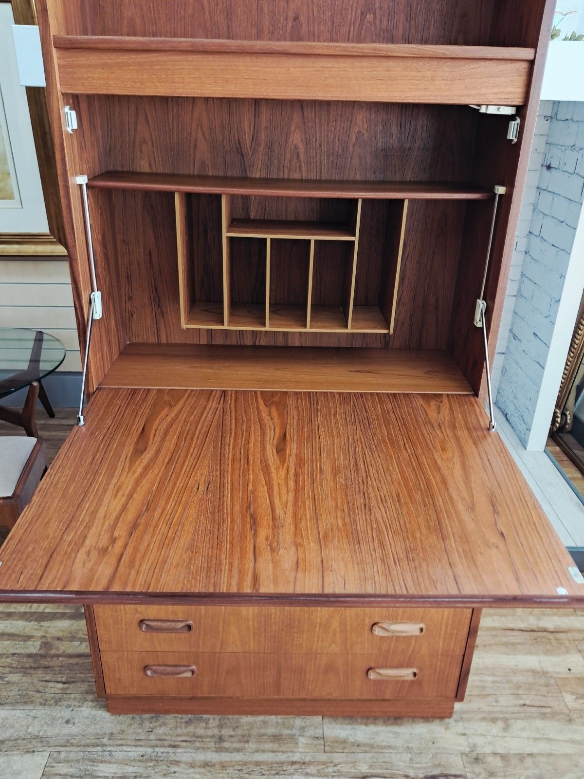 photo buy G Plan Fresco Teak Bureau Desk: Mid Century Cocktail Cabinet Workstation 1970's