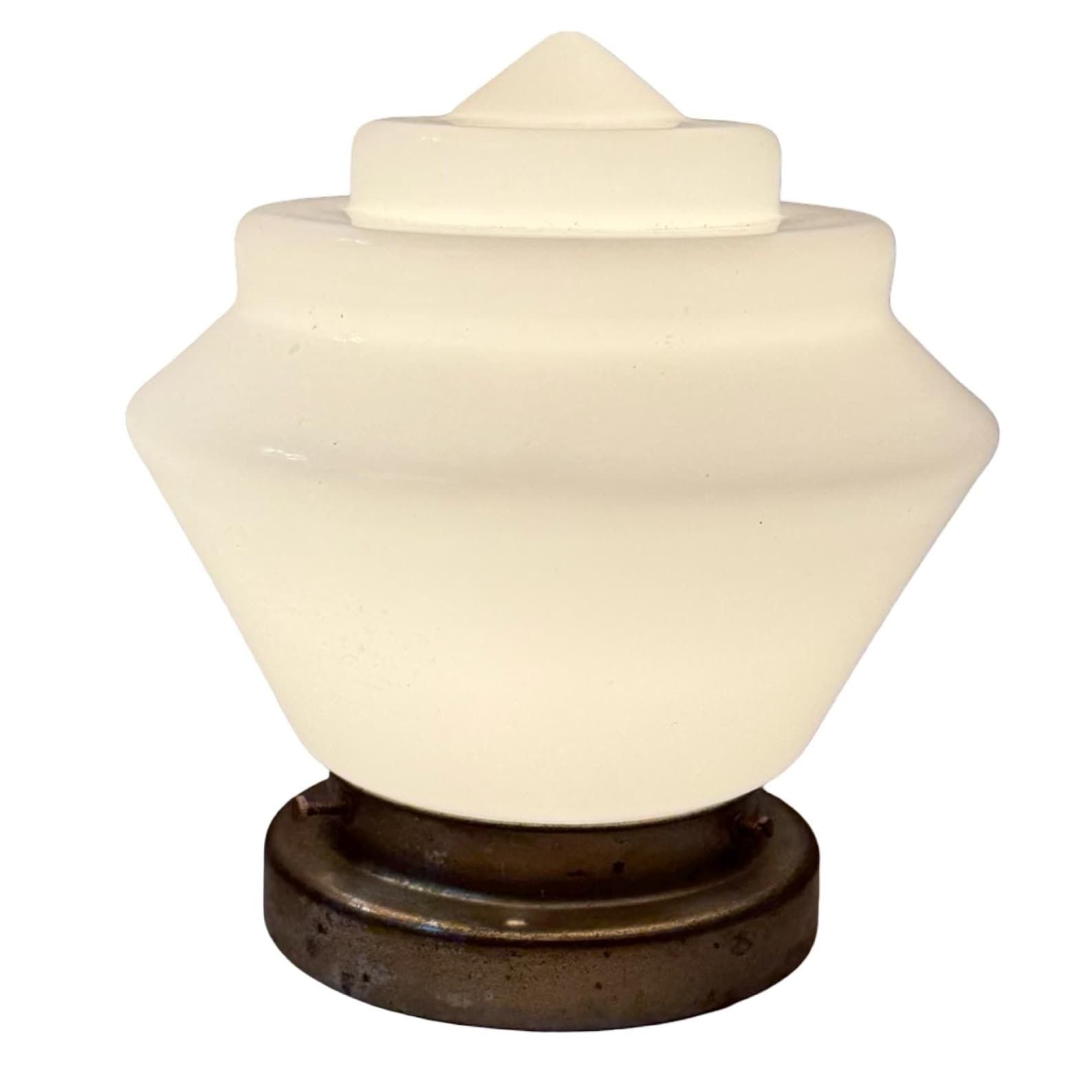 Art Deco   Gispen   Ceiling Mounted Lamp With Opaline Glass And Metal Mount photo for sale