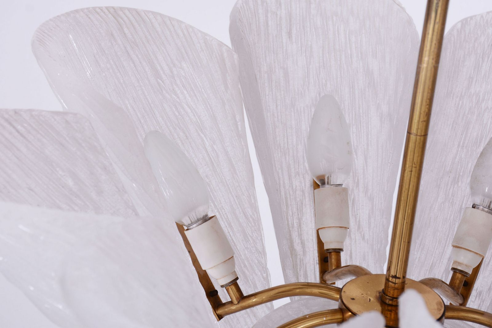 Restored Mid Century Chandelier, By J. T. Kalmar, Brass, Glass, Austria, 1950s photo vintage